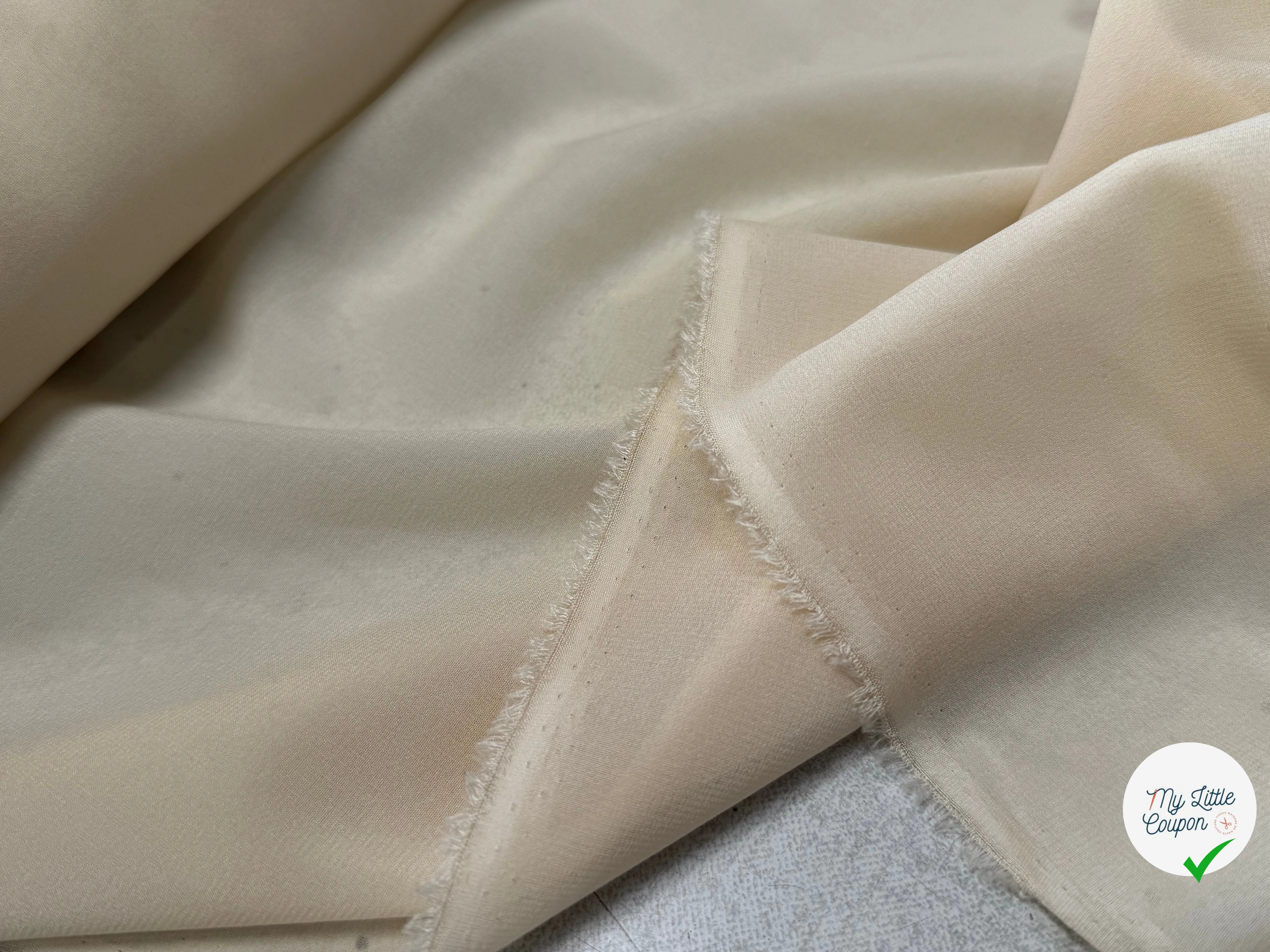 CREPE DE SOIE DOUBLE GEORGETTE LAIZE 100 STRETCH BEIGE VANILLÉ - My Little Coupon
