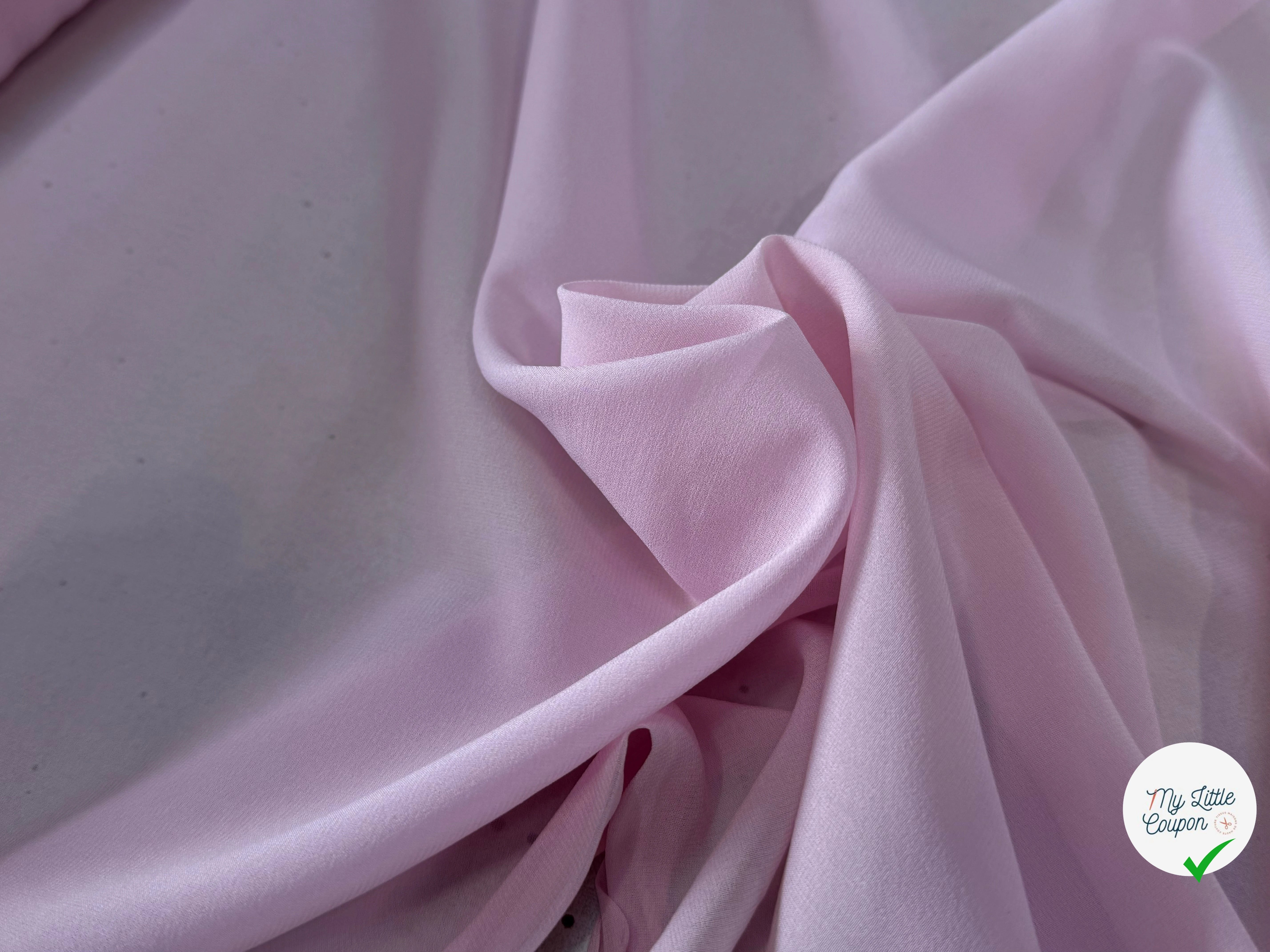 CREPE DE SOIE DOUBLE GEORGETTE LAIZE 100 STRETCH ROSE CLAIR - My Little Coupon