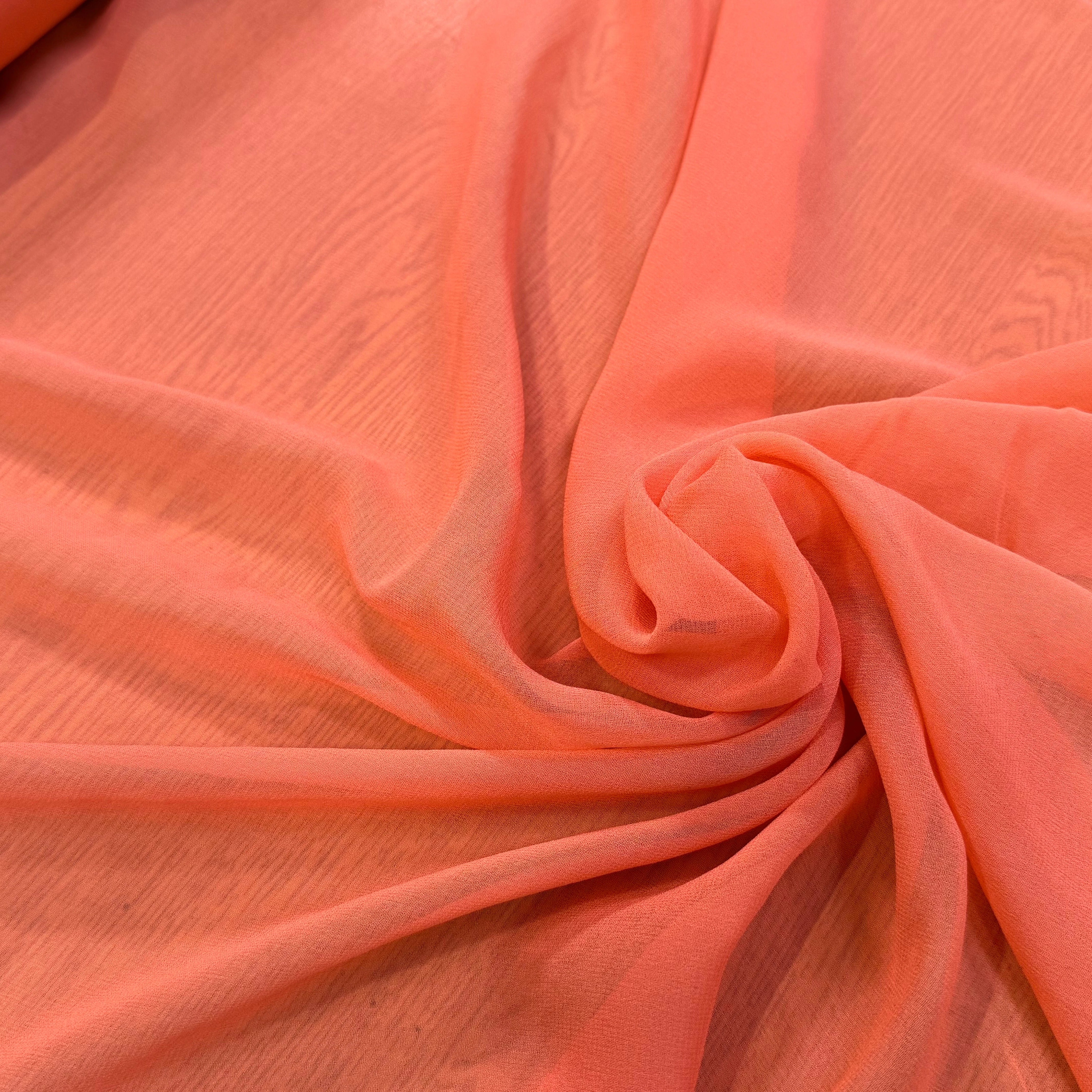 CREPE DE SOIE DOUBLE GEORGETTE LAIZE 115 ORANGE PÊCHE - My Little Coupon