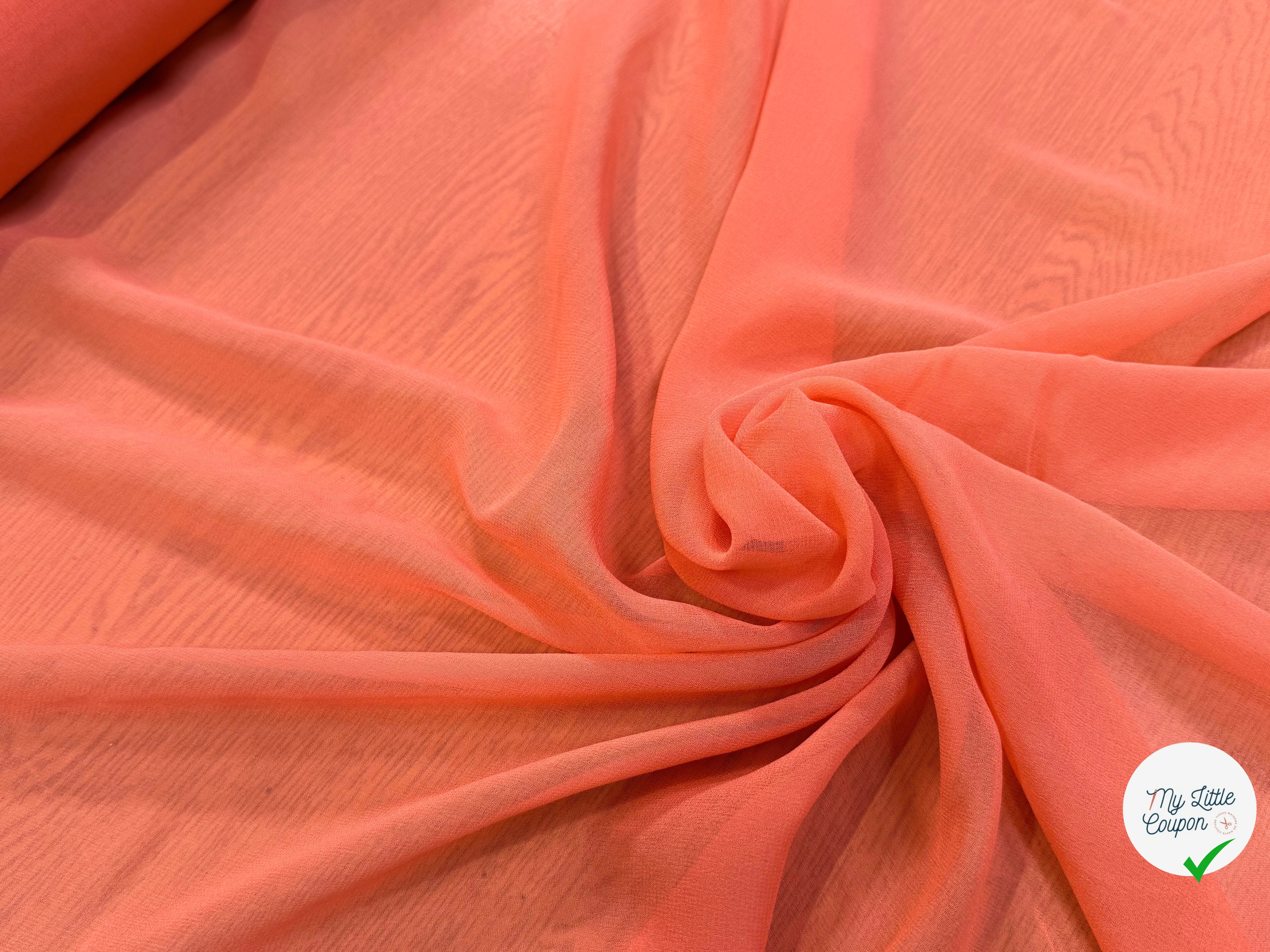 CREPE DE SOIE DOUBLE GEORGETTE LAIZE 115 ORANGE PÊCHE - My Little Coupon