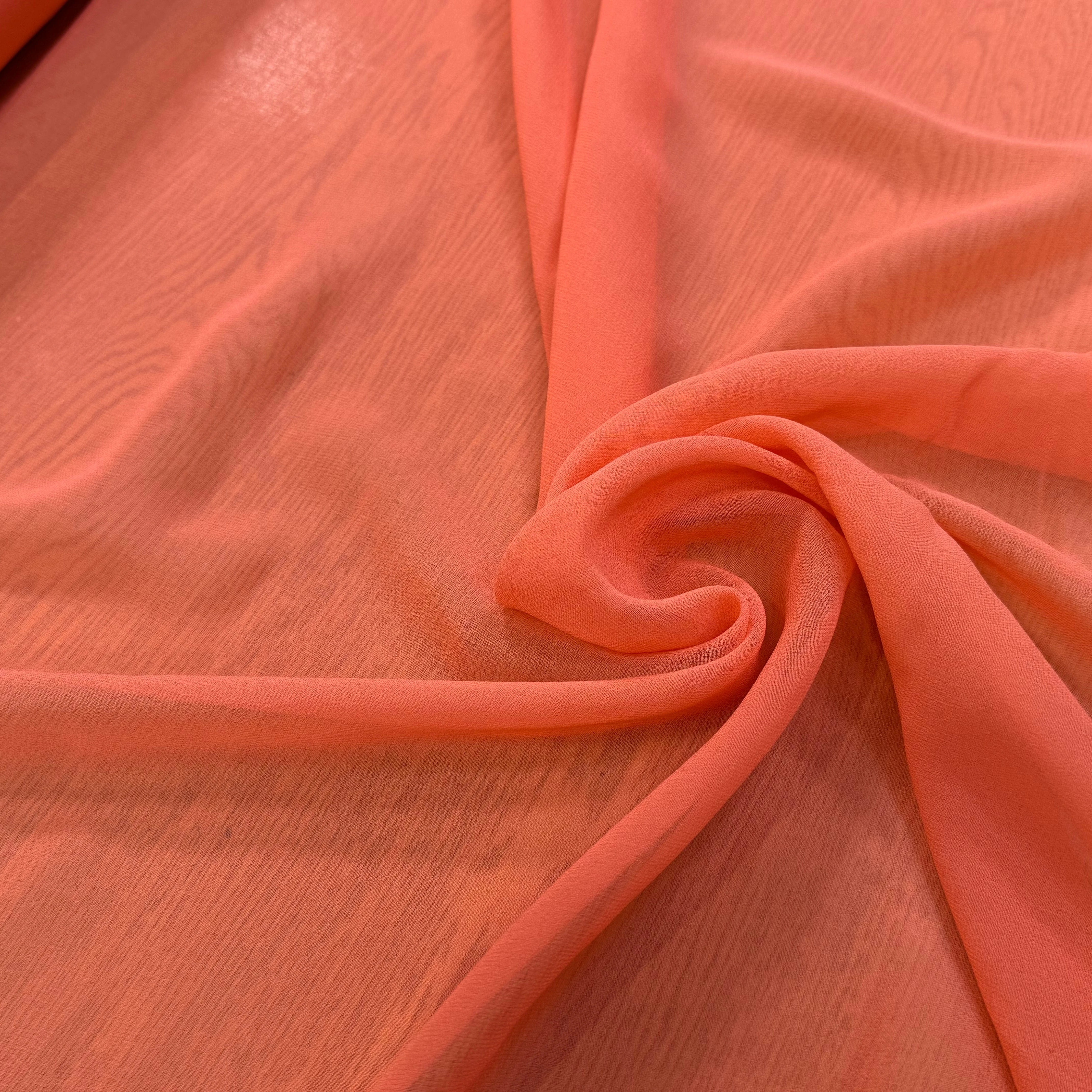 CREPE DE SOIE DOUBLE GEORGETTE LAIZE 115 ORANGE PÊCHE - My Little Coupon