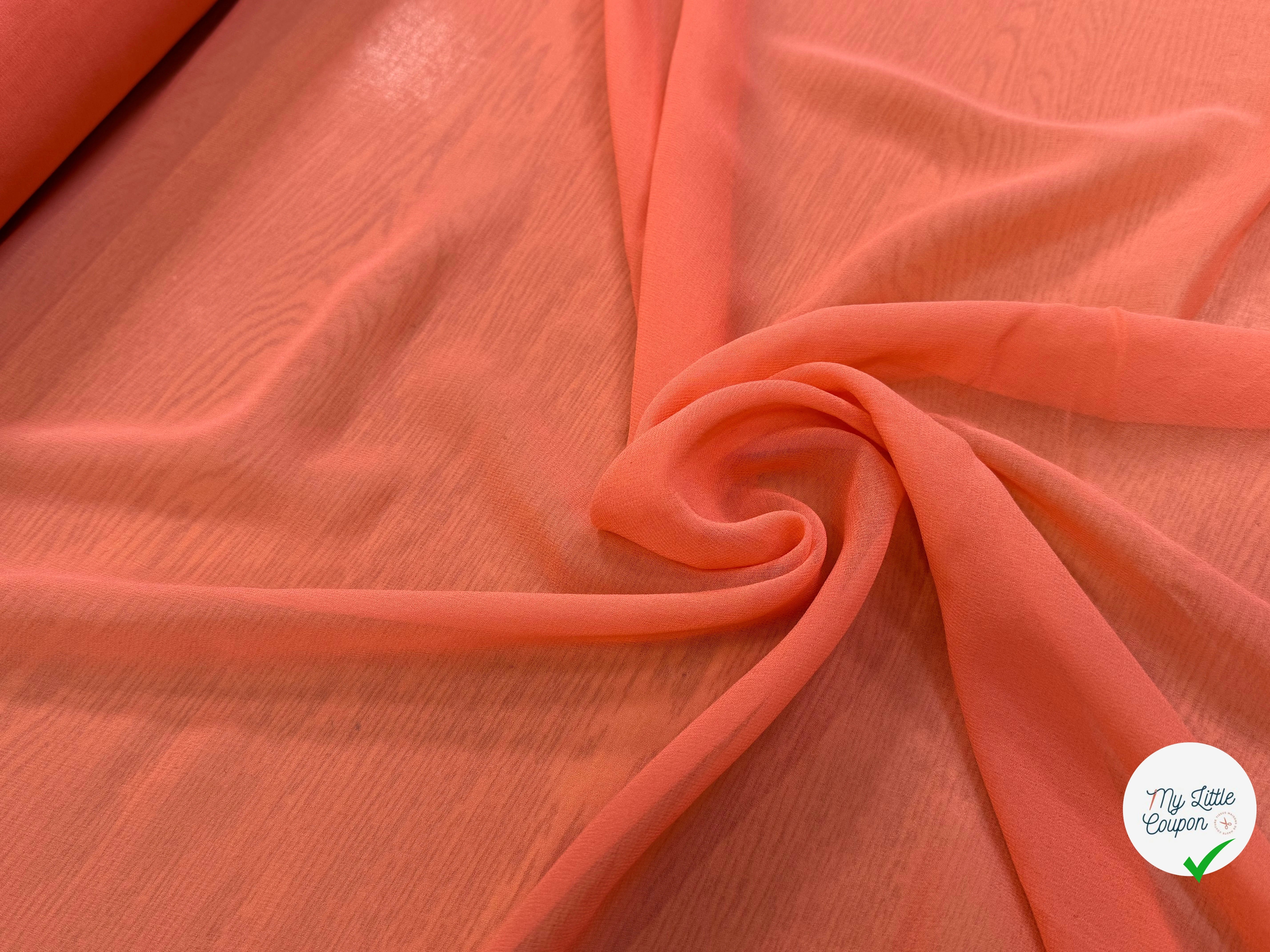 CREPE DE SOIE DOUBLE GEORGETTE LAIZE 115 ORANGE PÊCHE - My Little Coupon