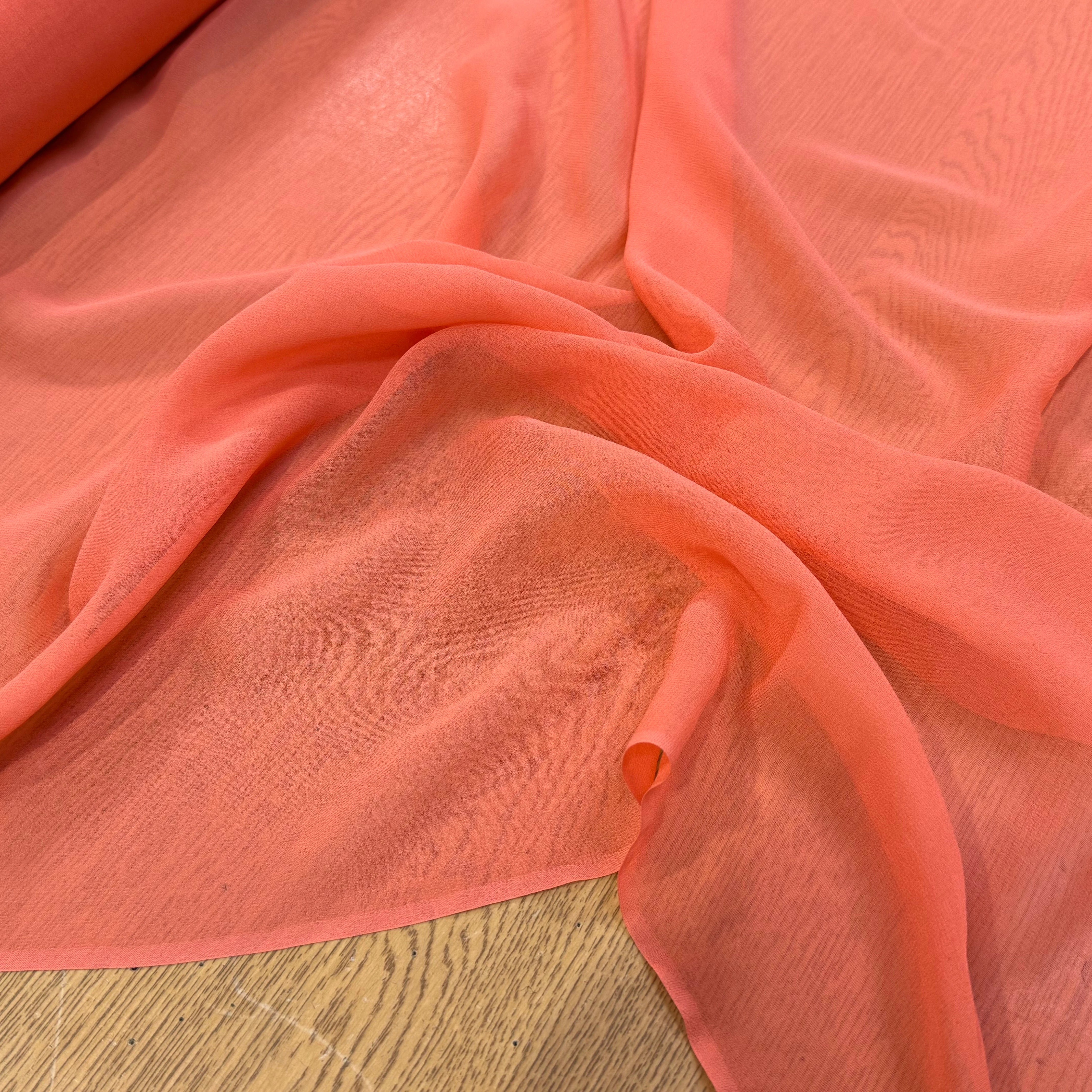 CREPE DE SOIE DOUBLE GEORGETTE LAIZE 115 ORANGE PÊCHE - My Little Coupon