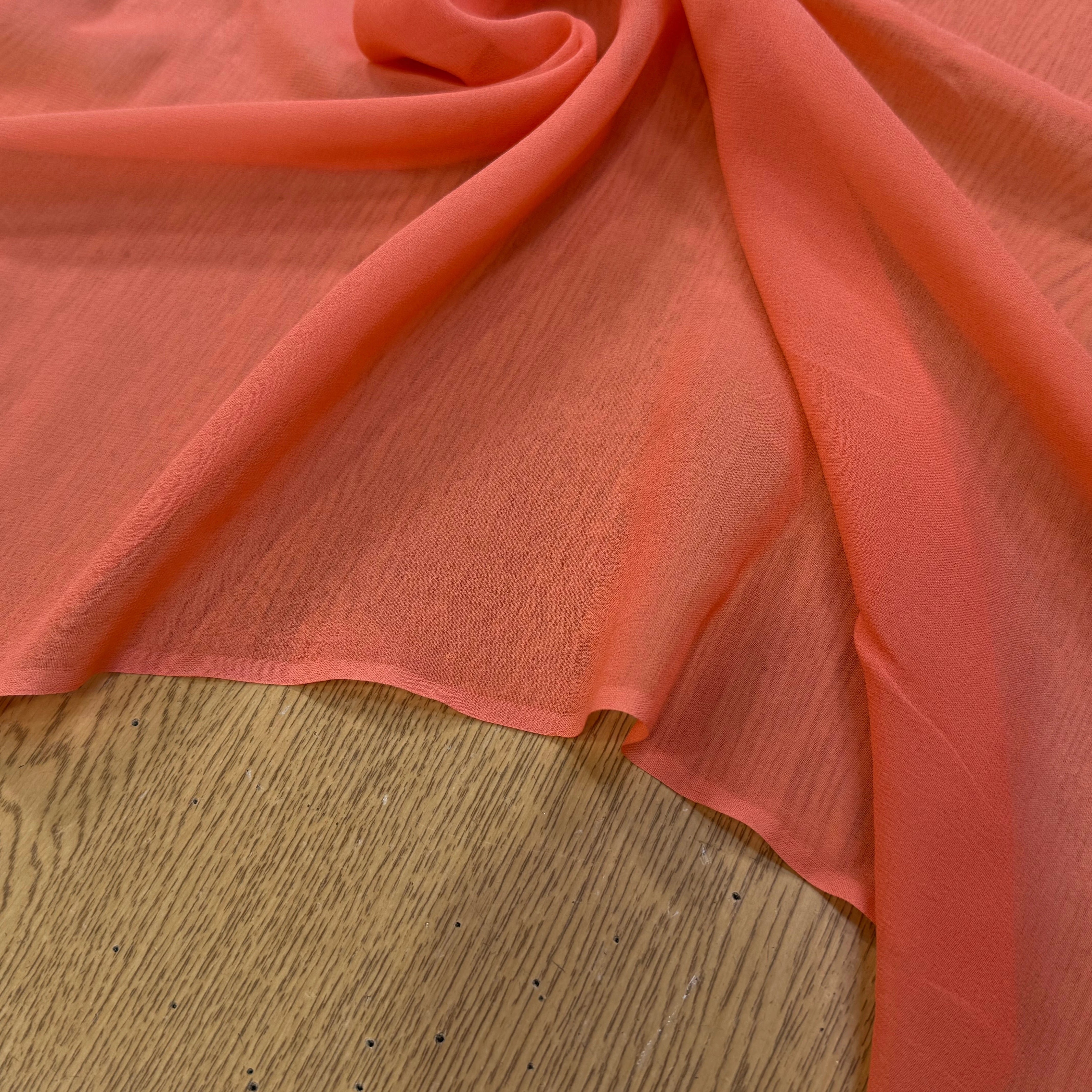 CREPE DE SOIE DOUBLE GEORGETTE LAIZE 115 ORANGE PÊCHE - My Little Coupon