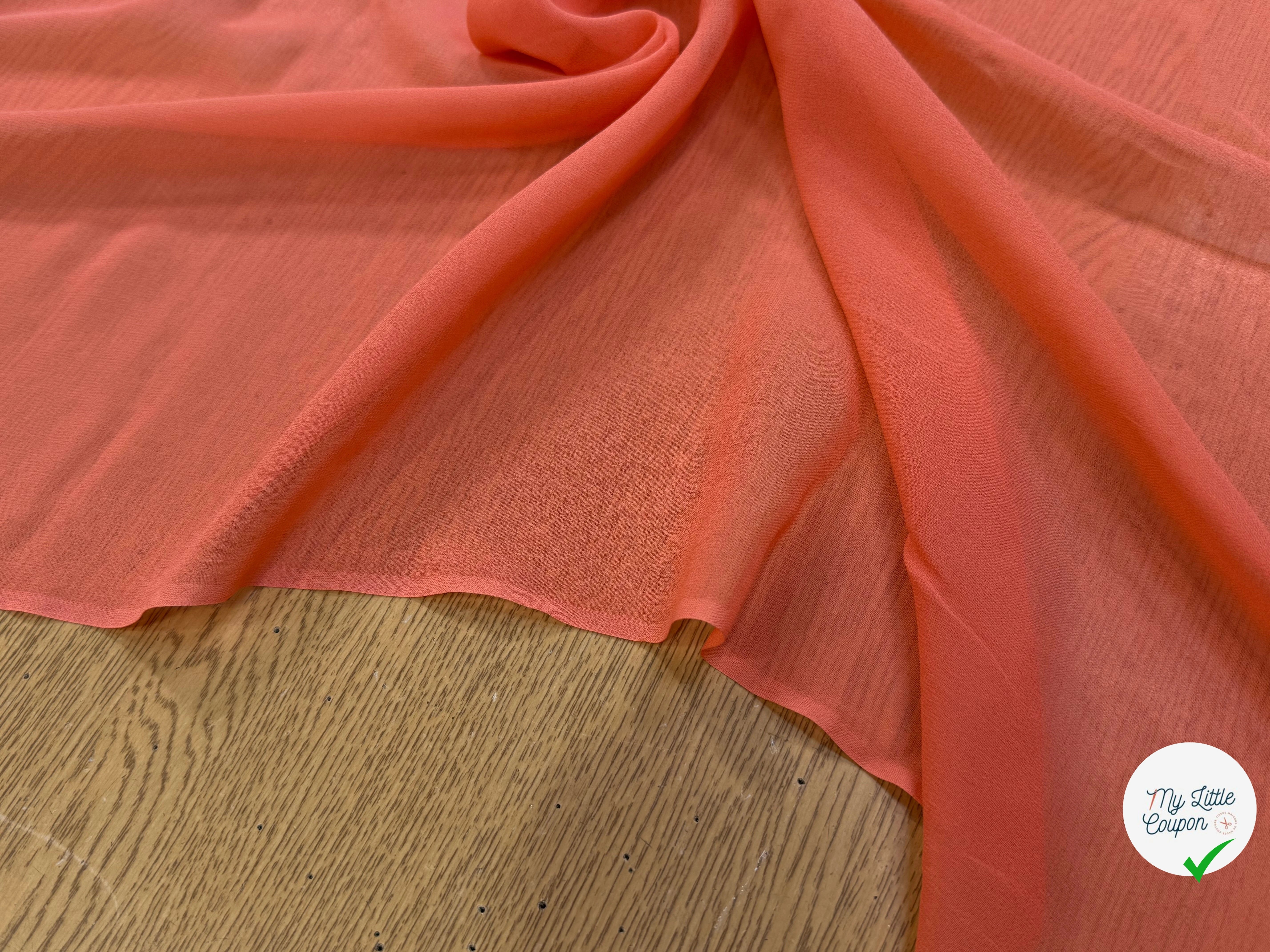 CREPE DE SOIE DOUBLE GEORGETTE LAIZE 115 ORANGE PÊCHE - My Little Coupon