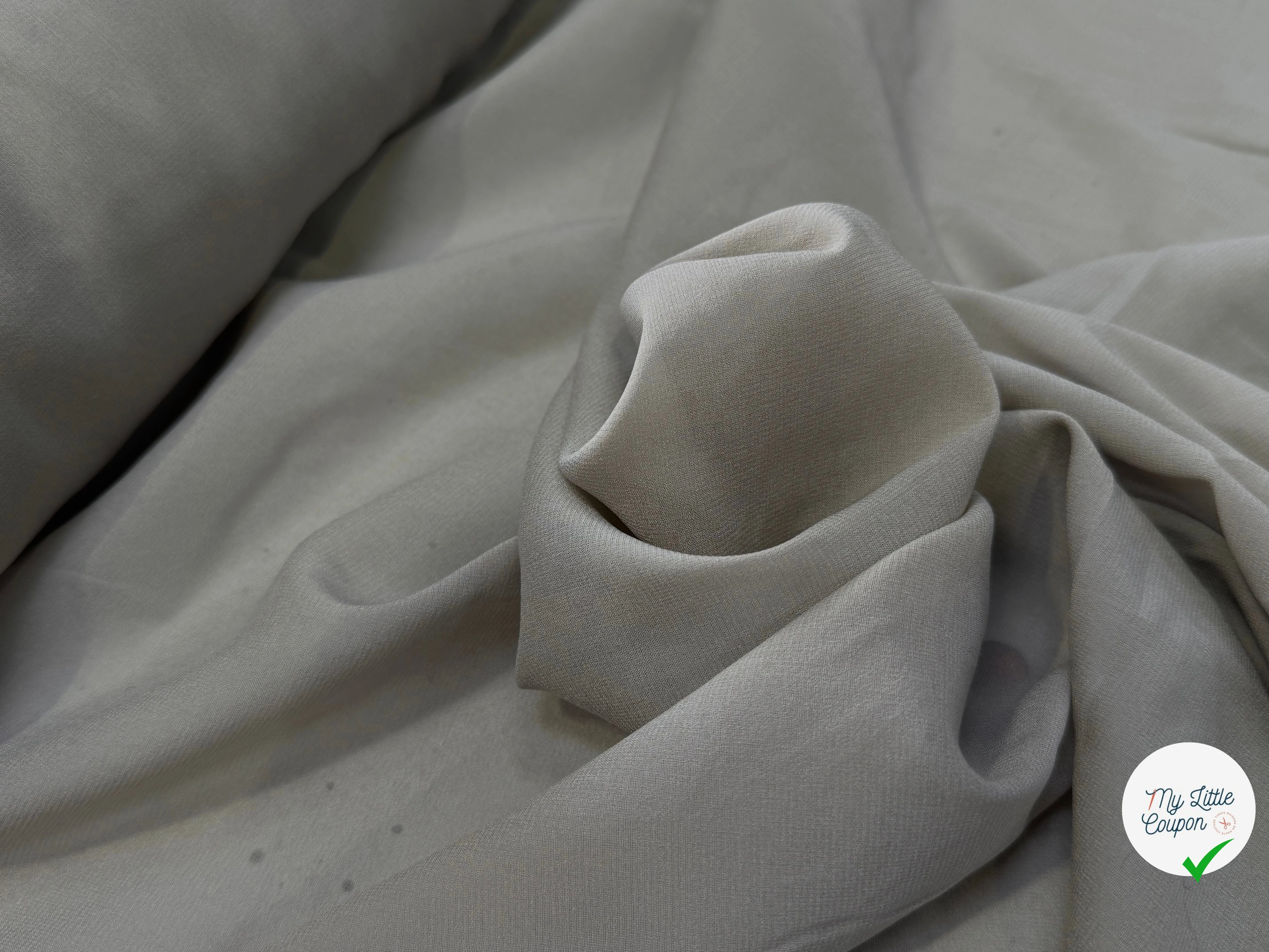 CREPE DE SOIE DOUBLE GEORGETTE STRETCH GRIS - My Little Coupon