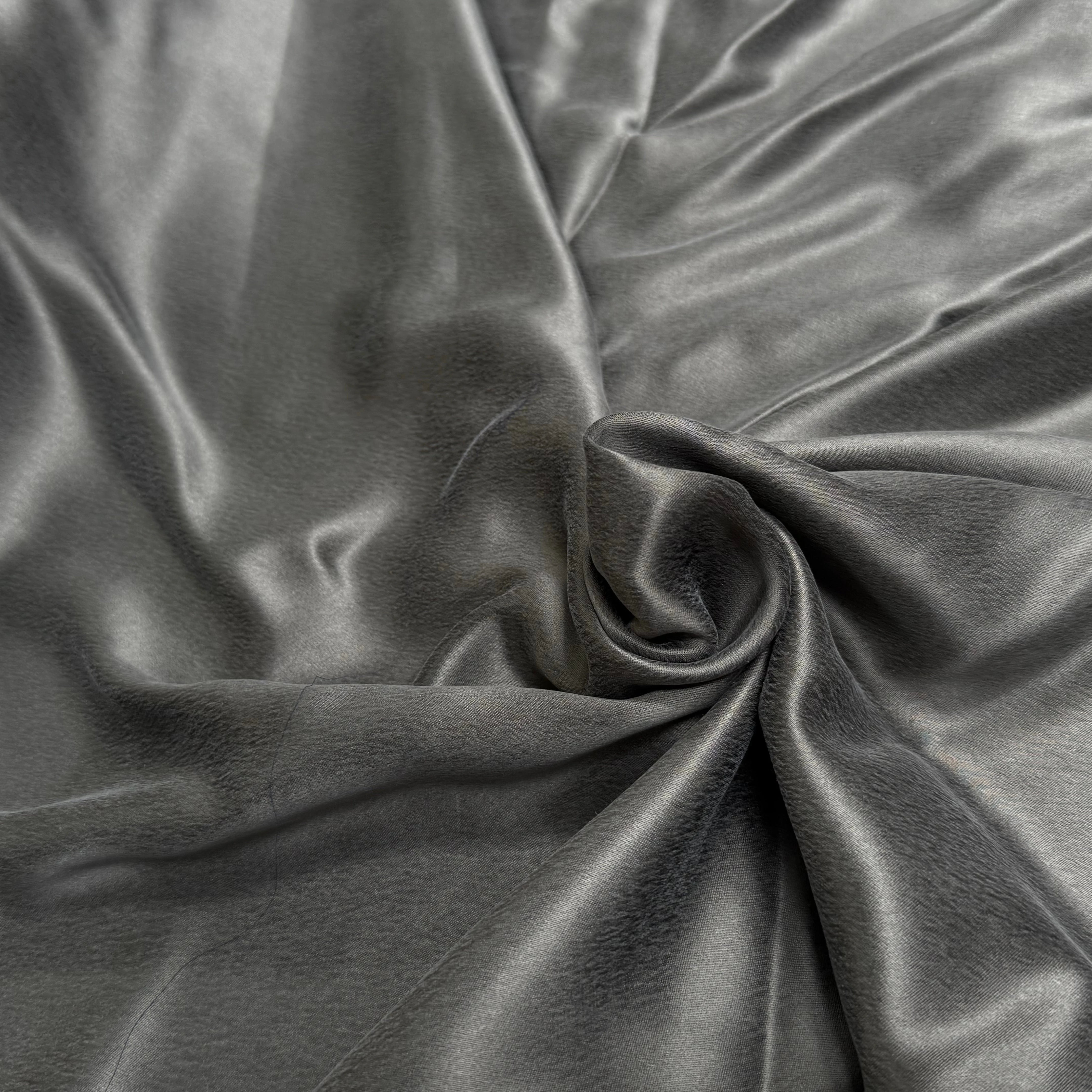 CREPE DE SOIE ENEVRS SATIN VELOUTÉ GRIS FONCÉ LÉGÈREMENT STRETCH - My Little Coupon
