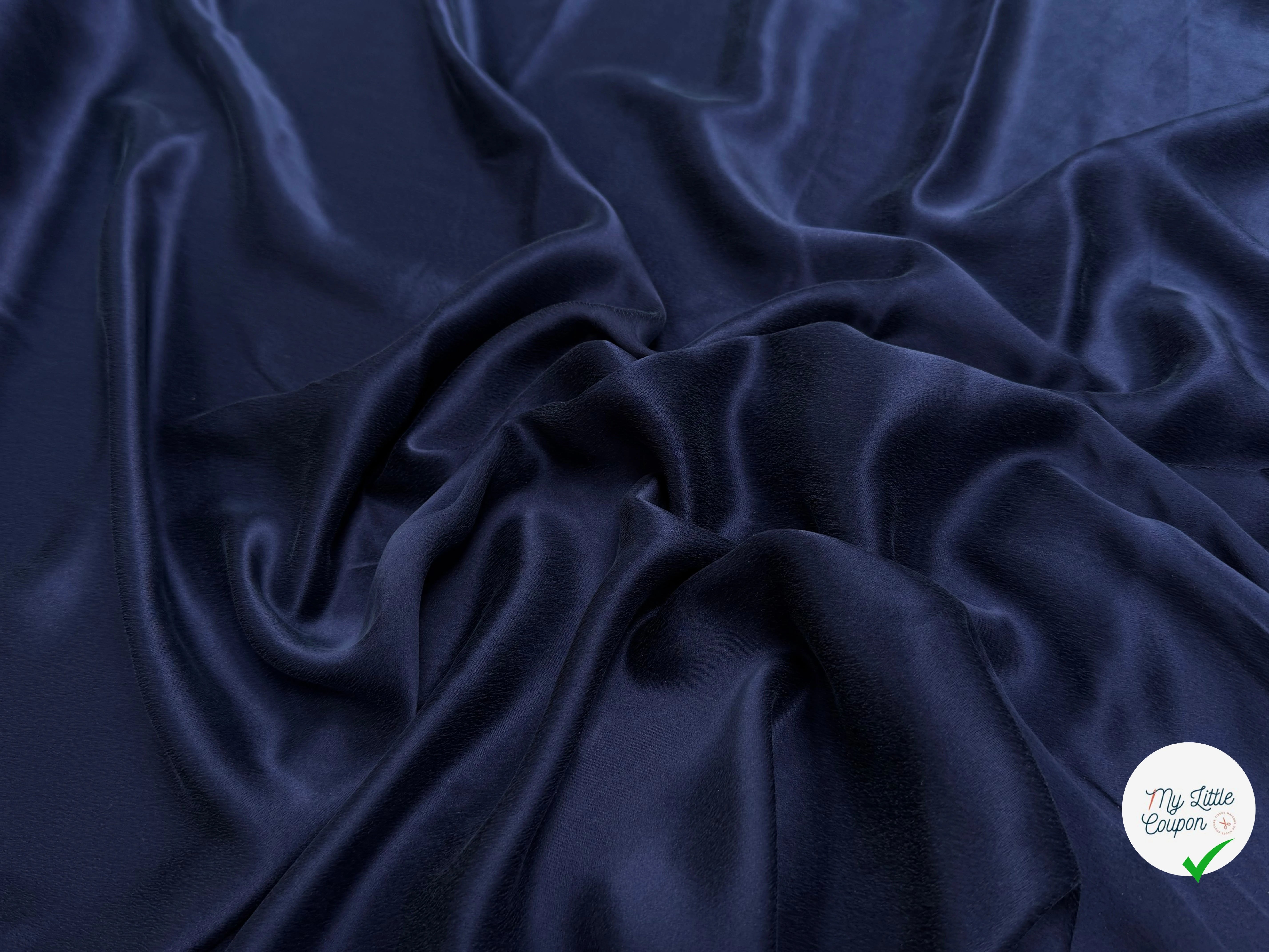CREPE DE SOIE ENVERS SATIN VELOUTÉ BLEU - My Little Coupon