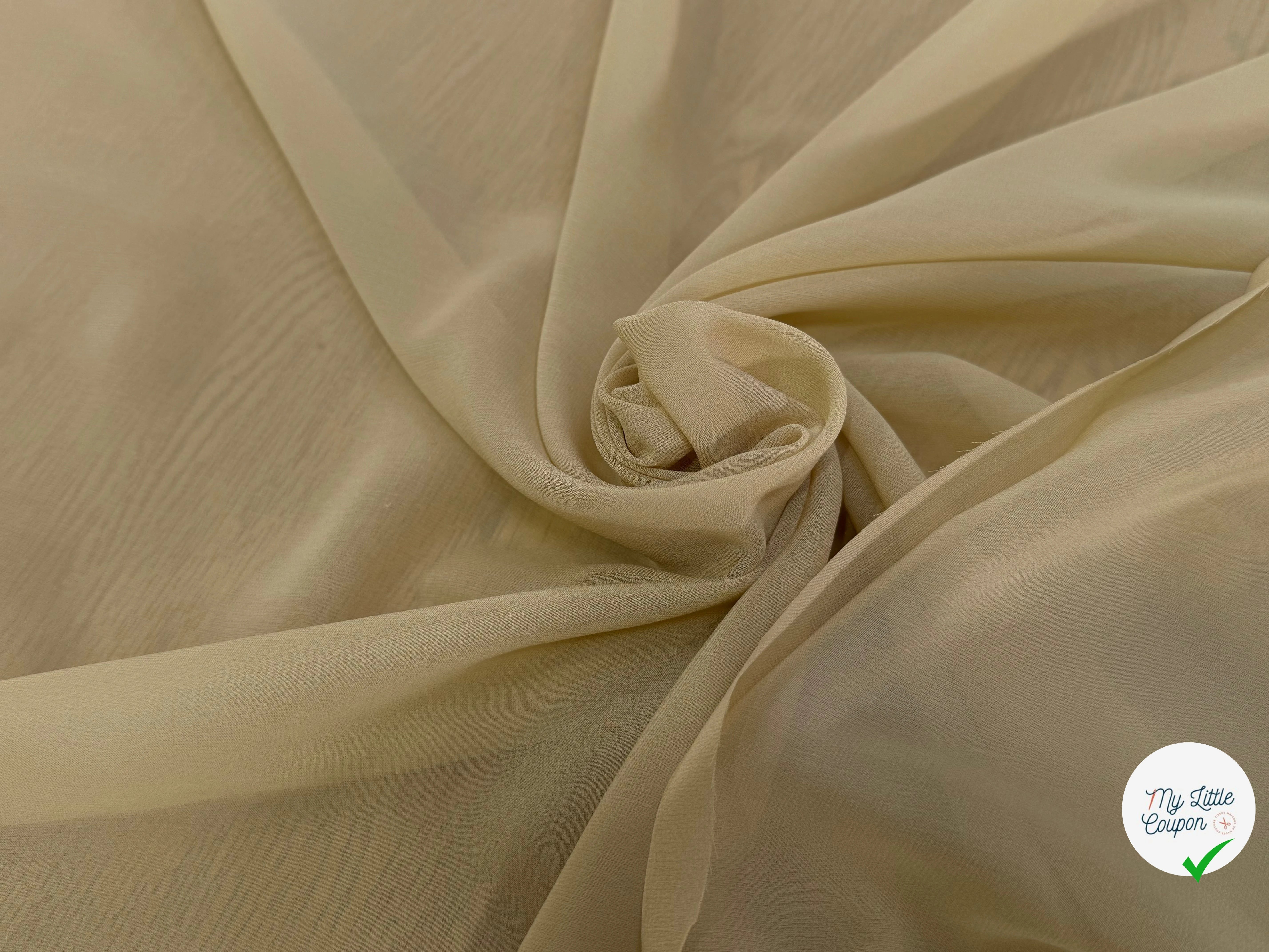 CREPE DE SOIE FLUIDE 140 DE LAIZE 100% SOIE BEIGE LEMON - My Little Coupon