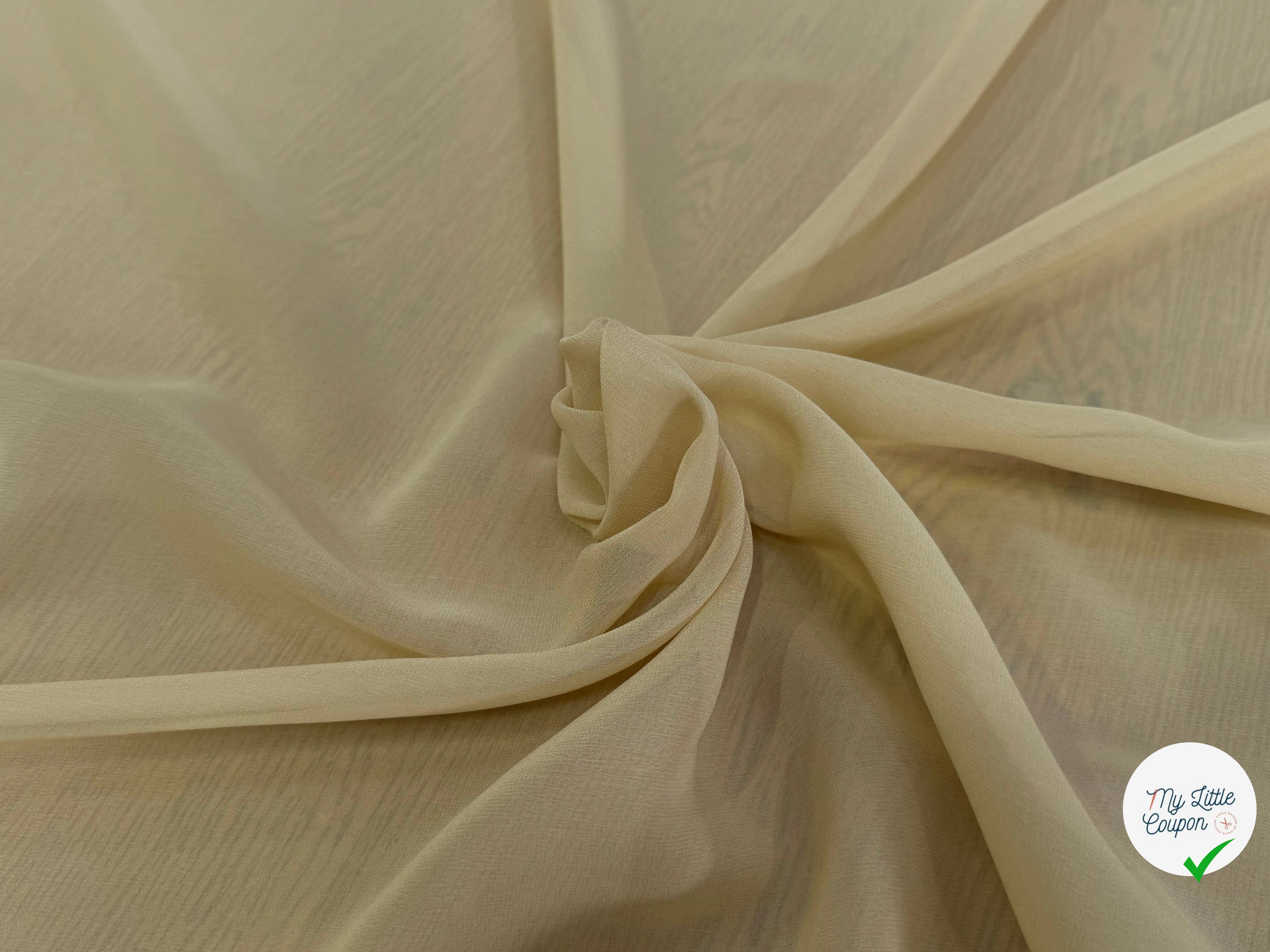 CREPE DE SOIE FLUIDE 140 DE LAIZE 100% SOIE BEIGE LEMON - My Little Coupon