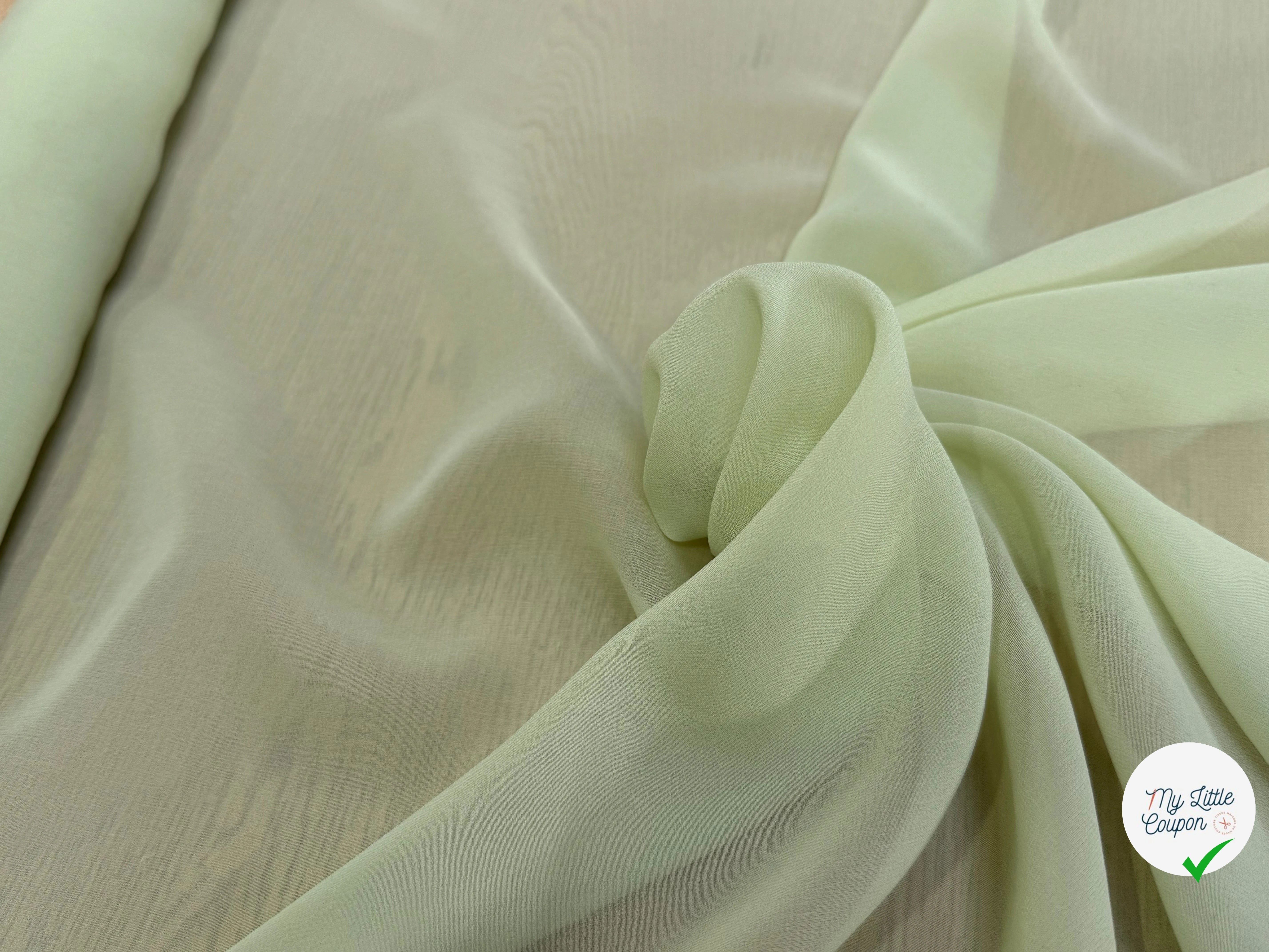 CREPE DE SOIE FLUIDE 140 DE LAIZE 100% SOIE LIGHT GREEN - My Little Coupon