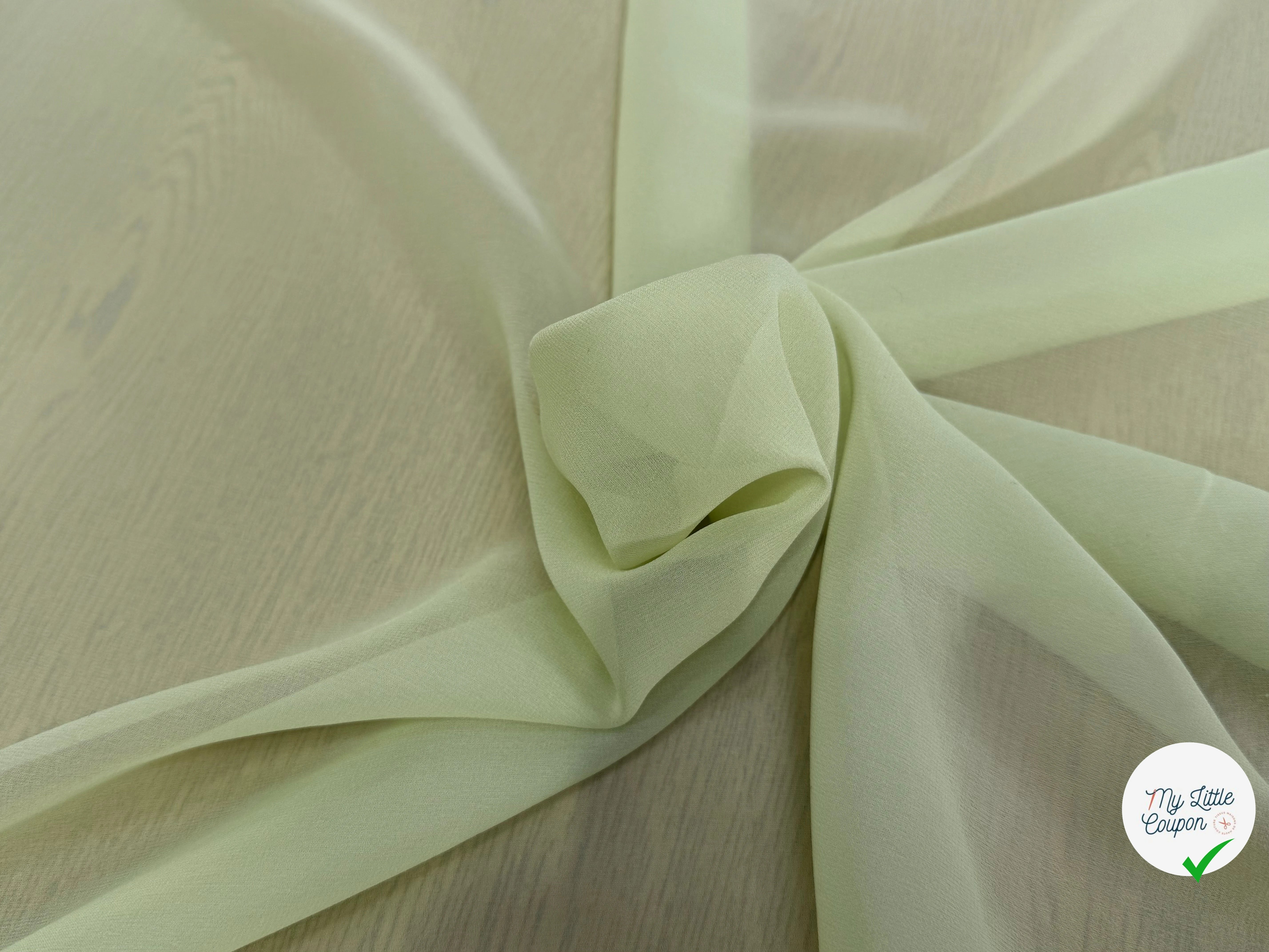 CREPE DE SOIE FLUIDE 140 DE LAIZE 100% SOIE LIGHT GREEN - My Little Coupon