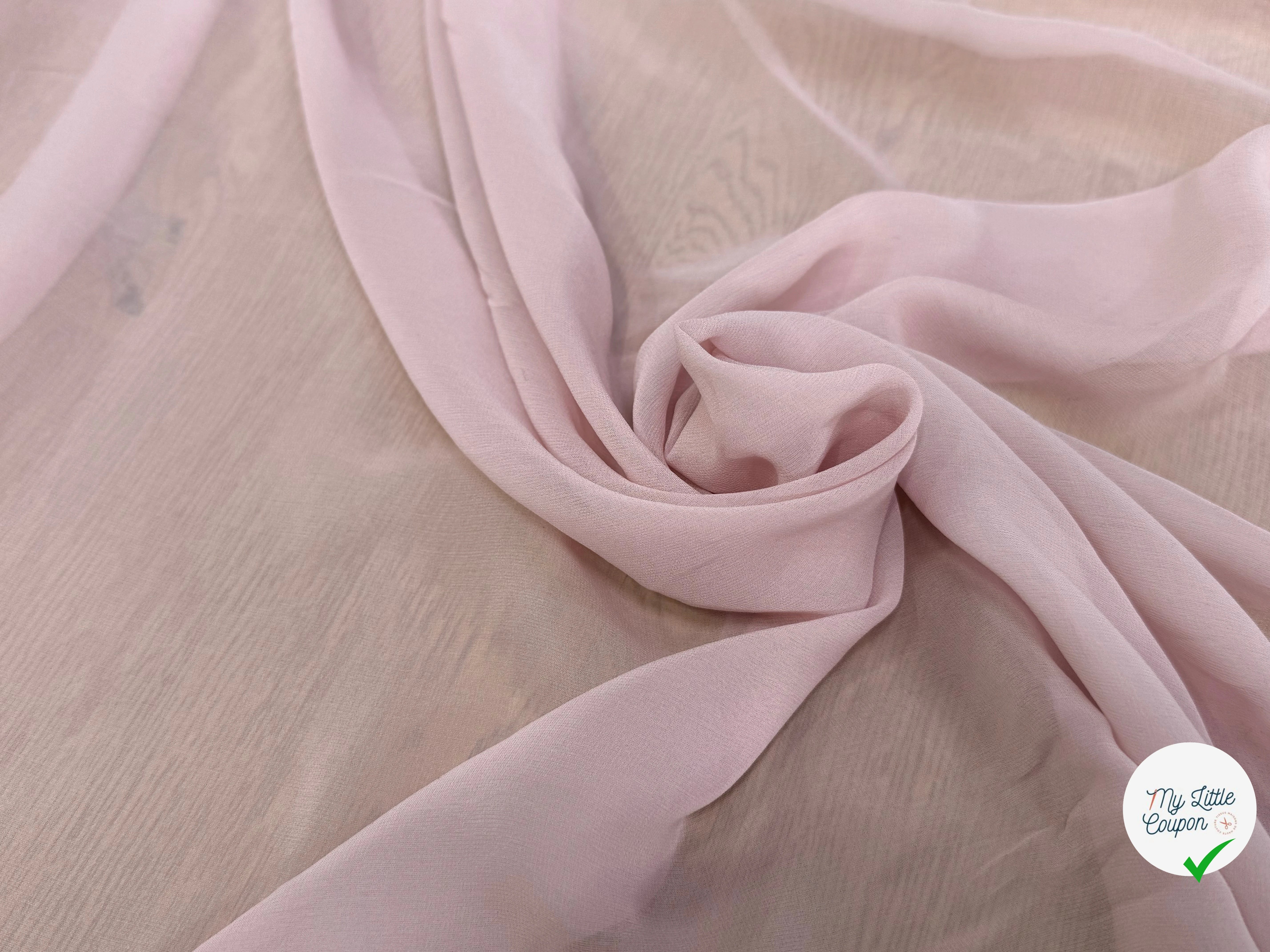 CREPE DE SOIE FLUIDE 140 DE LAIZE 100% SOIE ROSE PALE - My Little Coupon