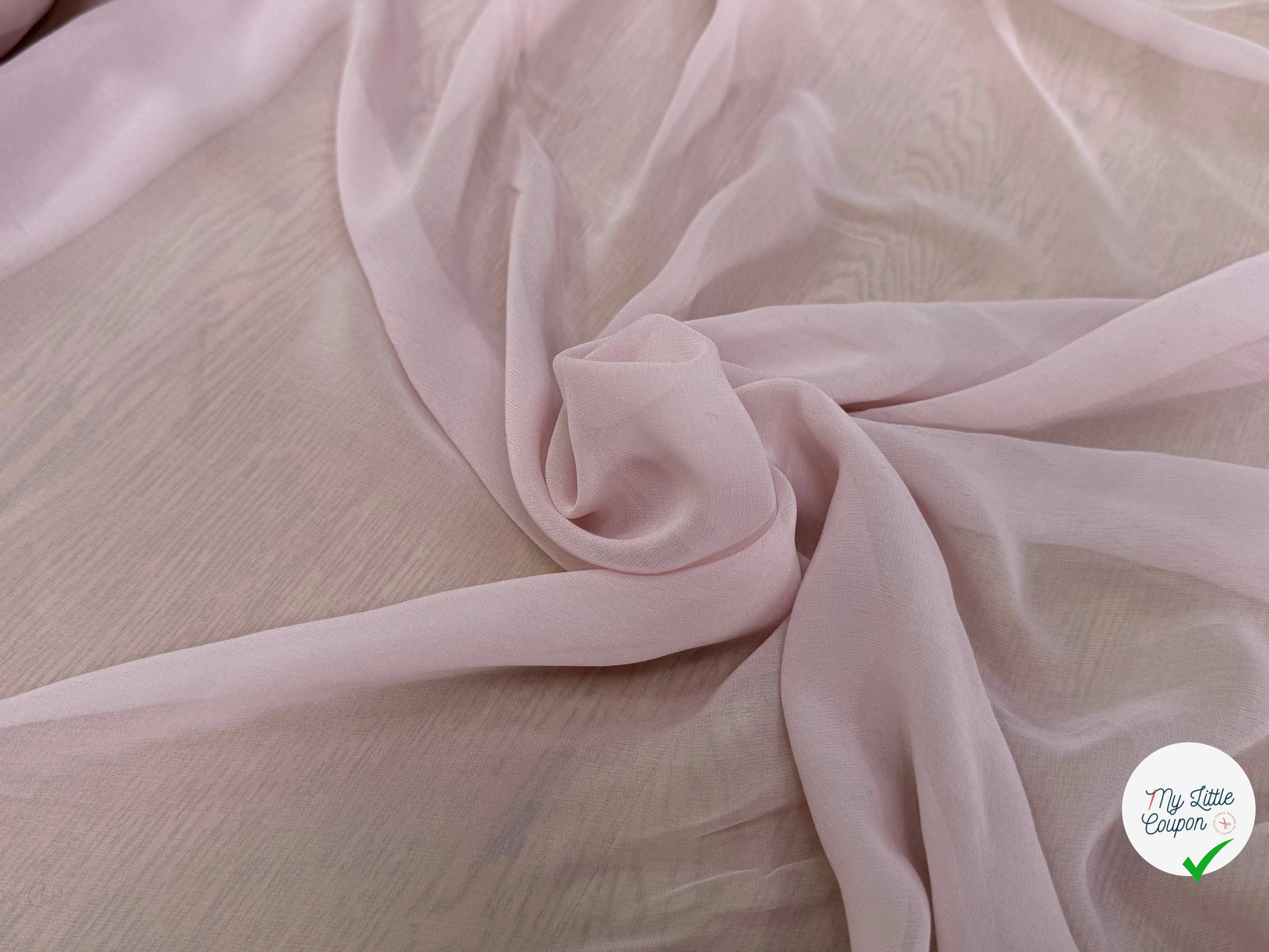 CREPE DE SOIE FLUIDE 140 DE LAIZE 100% SOIE ROSE PALE - My Little Coupon