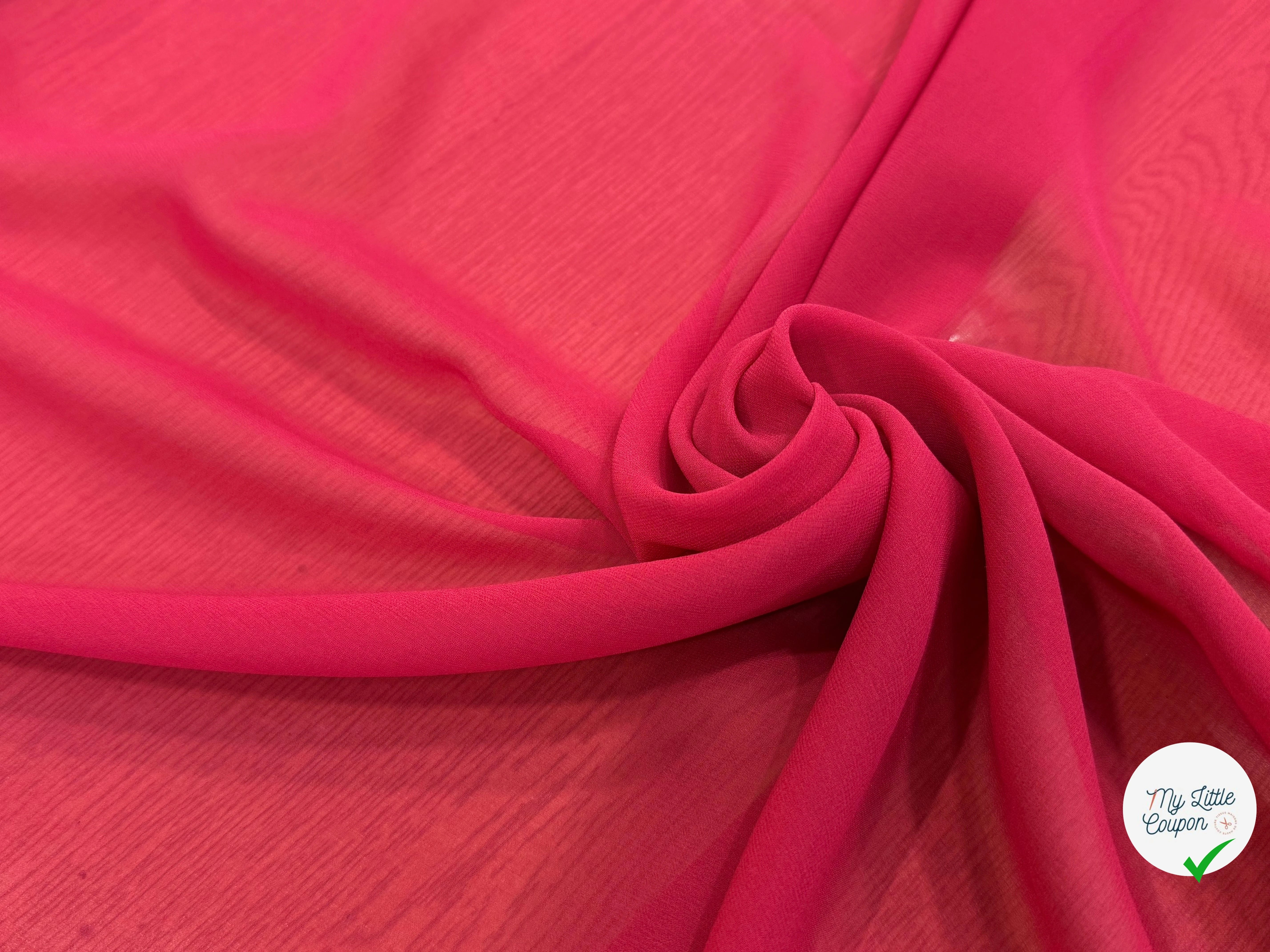 CREPE DE SOIE FLUIDE DOUBLE GEORGETTE ROSE BONBON - My Little Coupon