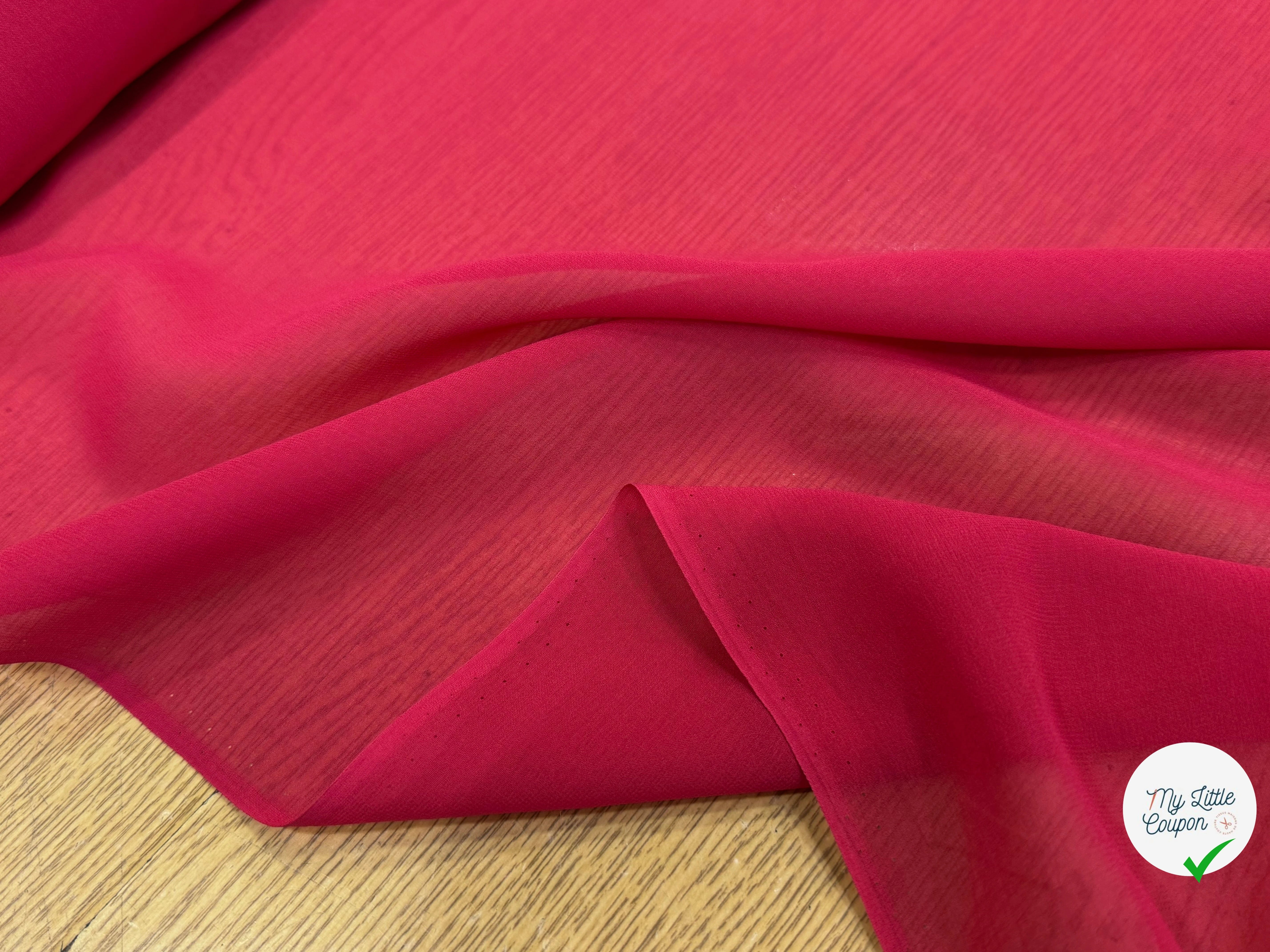CREPE DE SOIE FLUIDE DOUBLE GEORGETTE ROSE BONBON - My Little Coupon