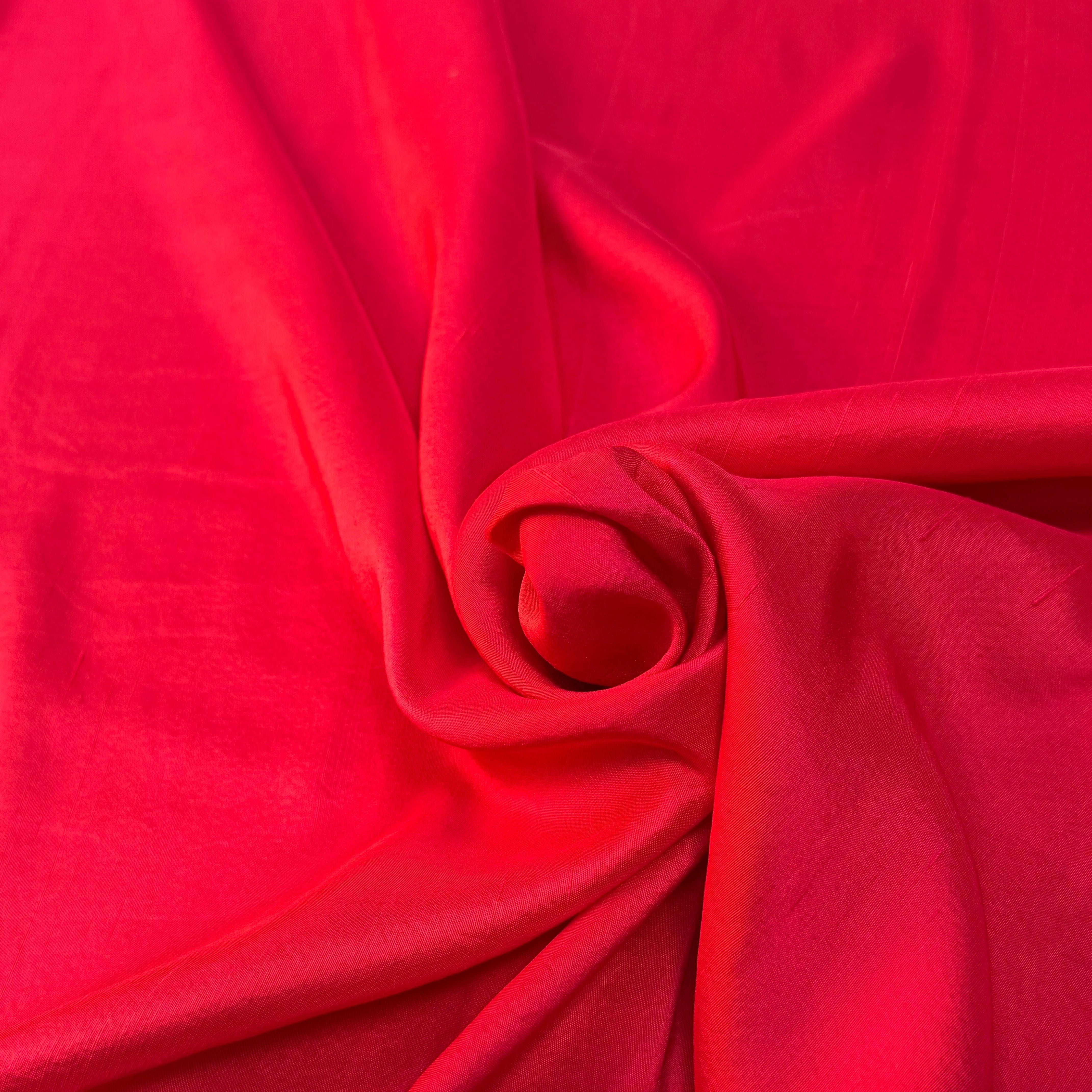 CREPE DE SOIE FLUIDE LÉGÈREMENT SATINÉ ROUGE TEXTURÉ SHANTUNG COUTURE - My Little Coupon