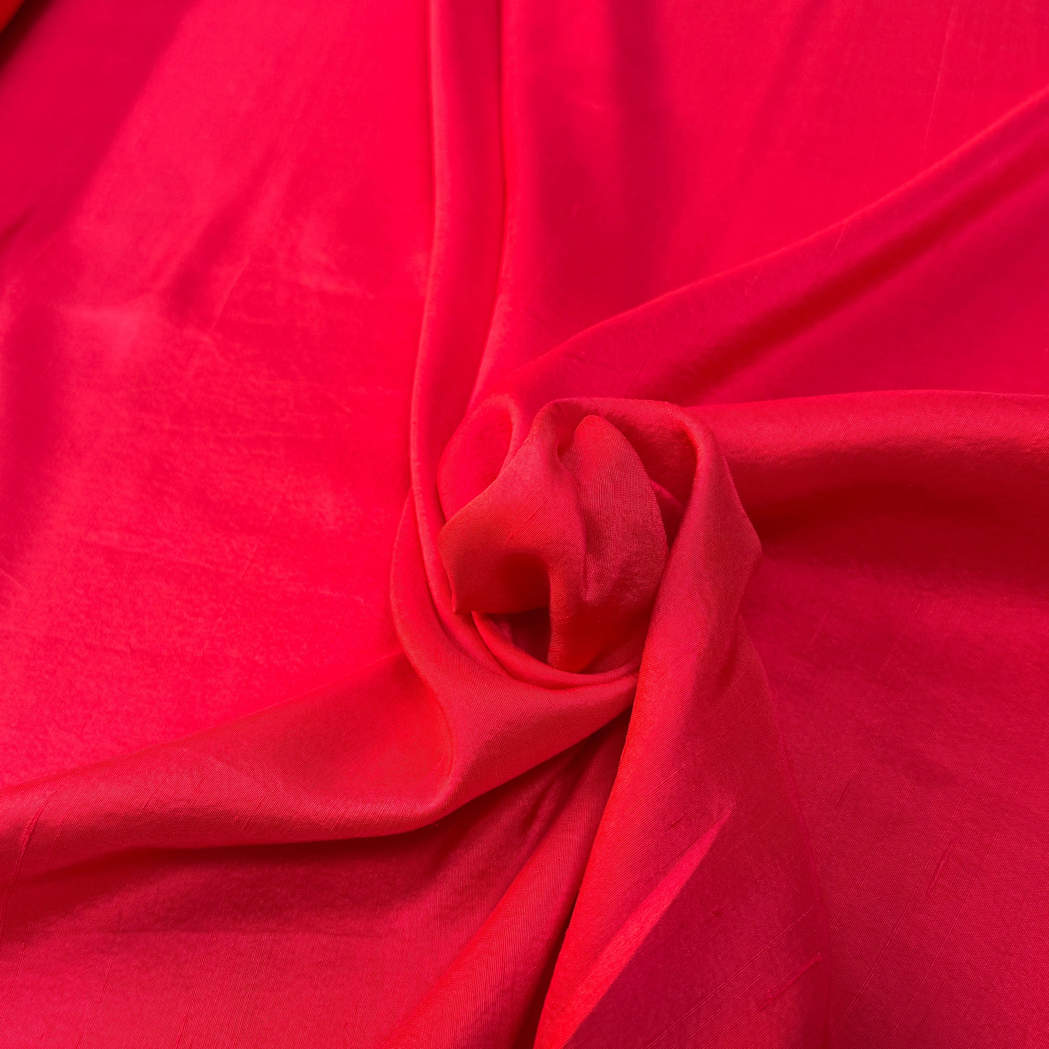 CREPE DE SOIE FLUIDE LÉGÈREMENT SATINÉ ROUGE TEXTURÉ SHANTUNG COUTURE - My Little Coupon