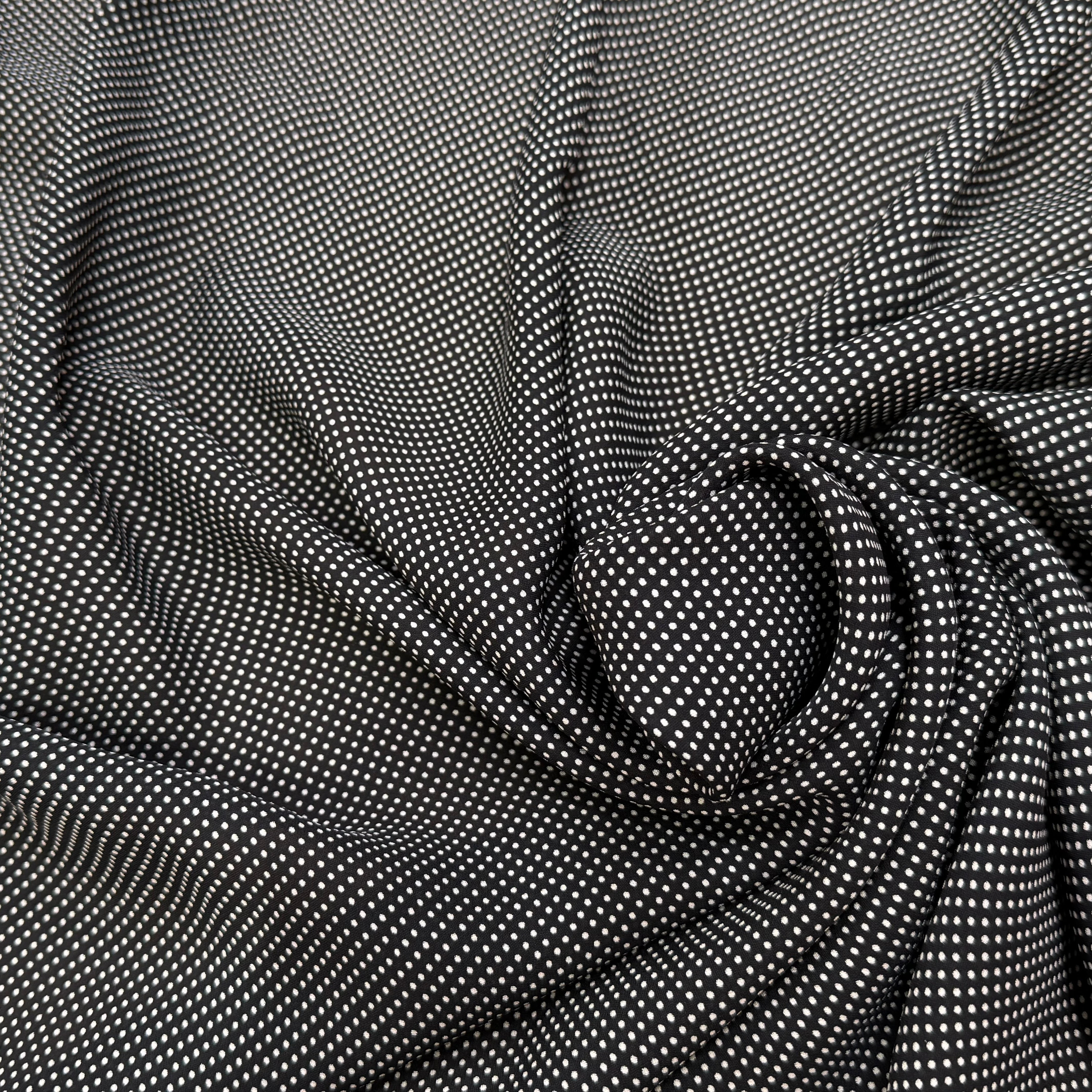 CREPE DE SOIE FOND NOIR À POIS PANNEAU DE 1 METRE - My Little Coupon