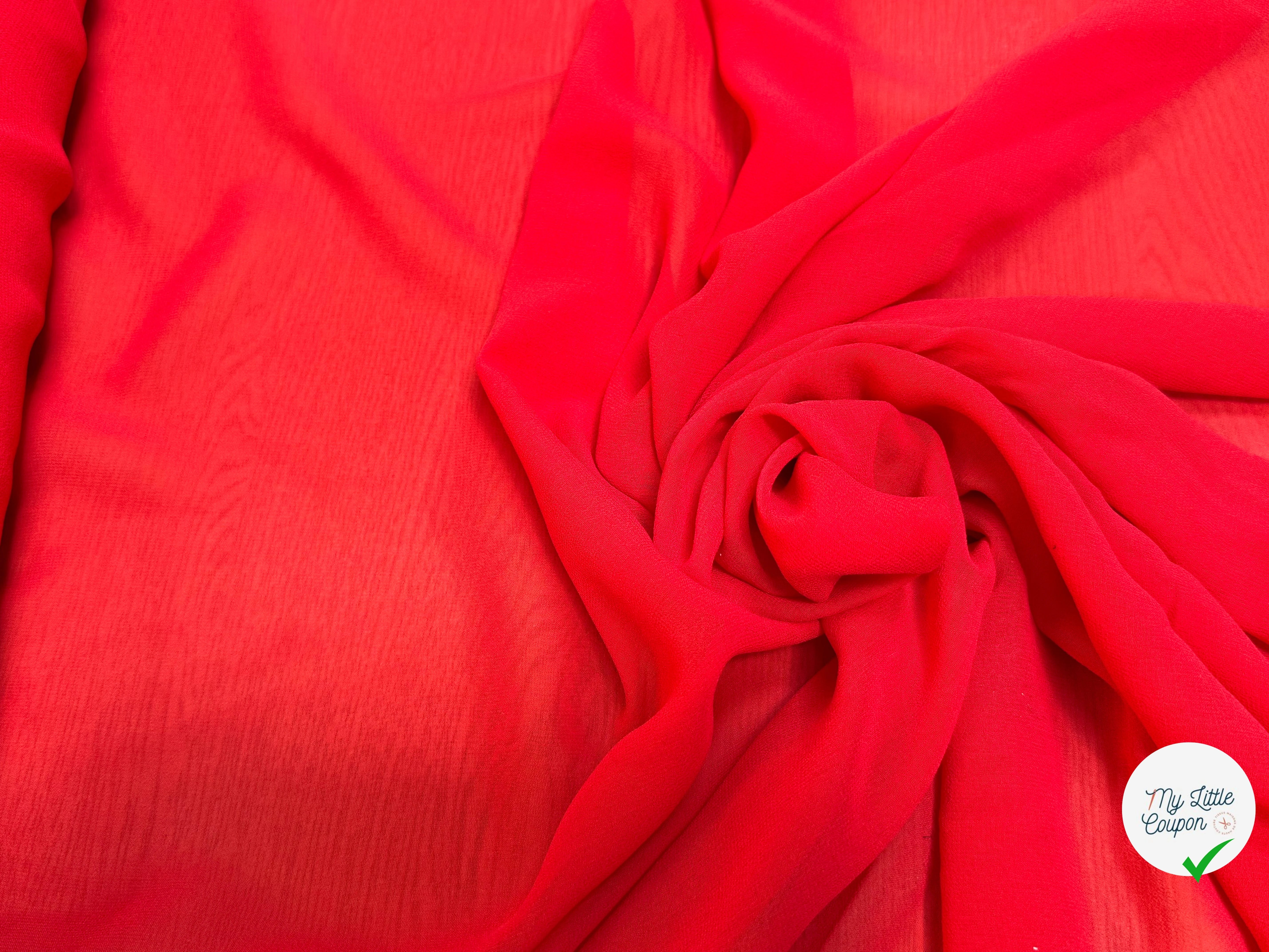 CREPE DE SOIE GEORGETTE ROUGE - My Little Coupon