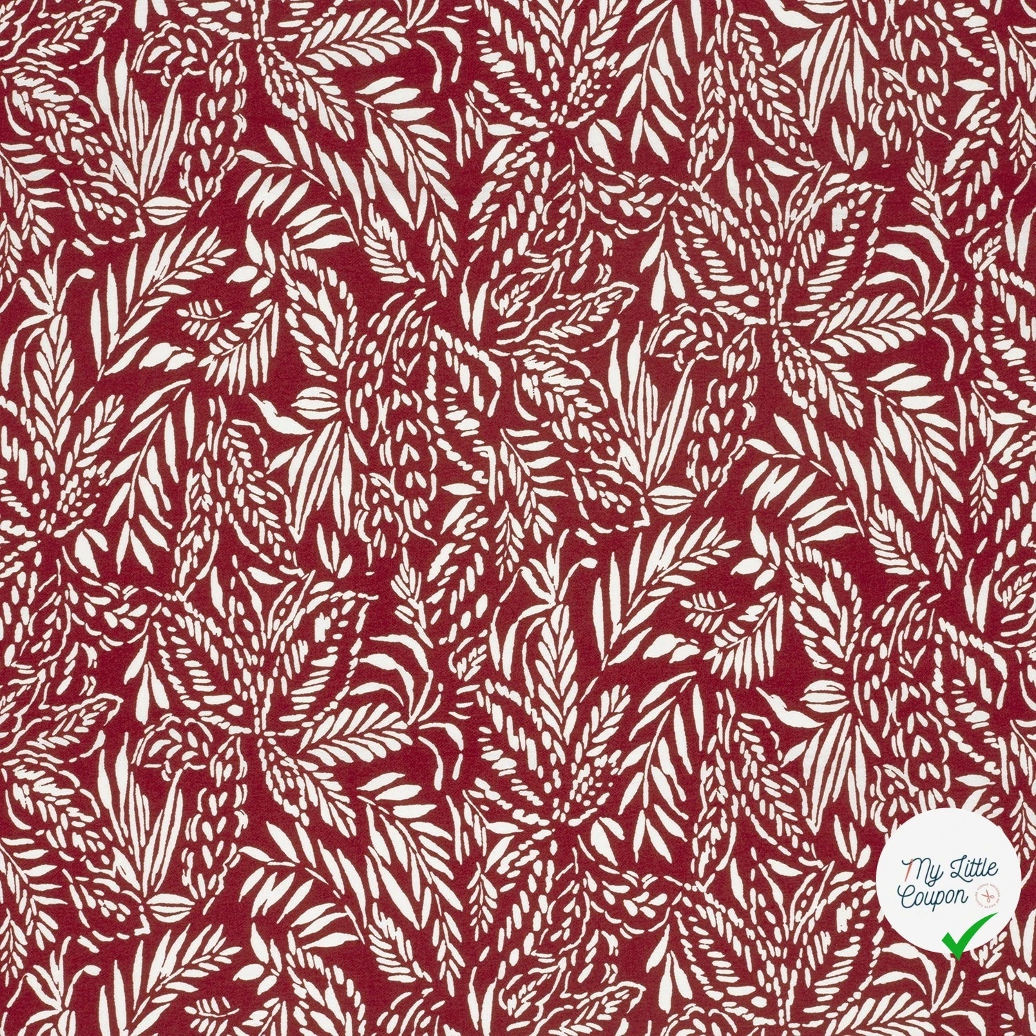 Crêpe de viscose feuilles bordeaux