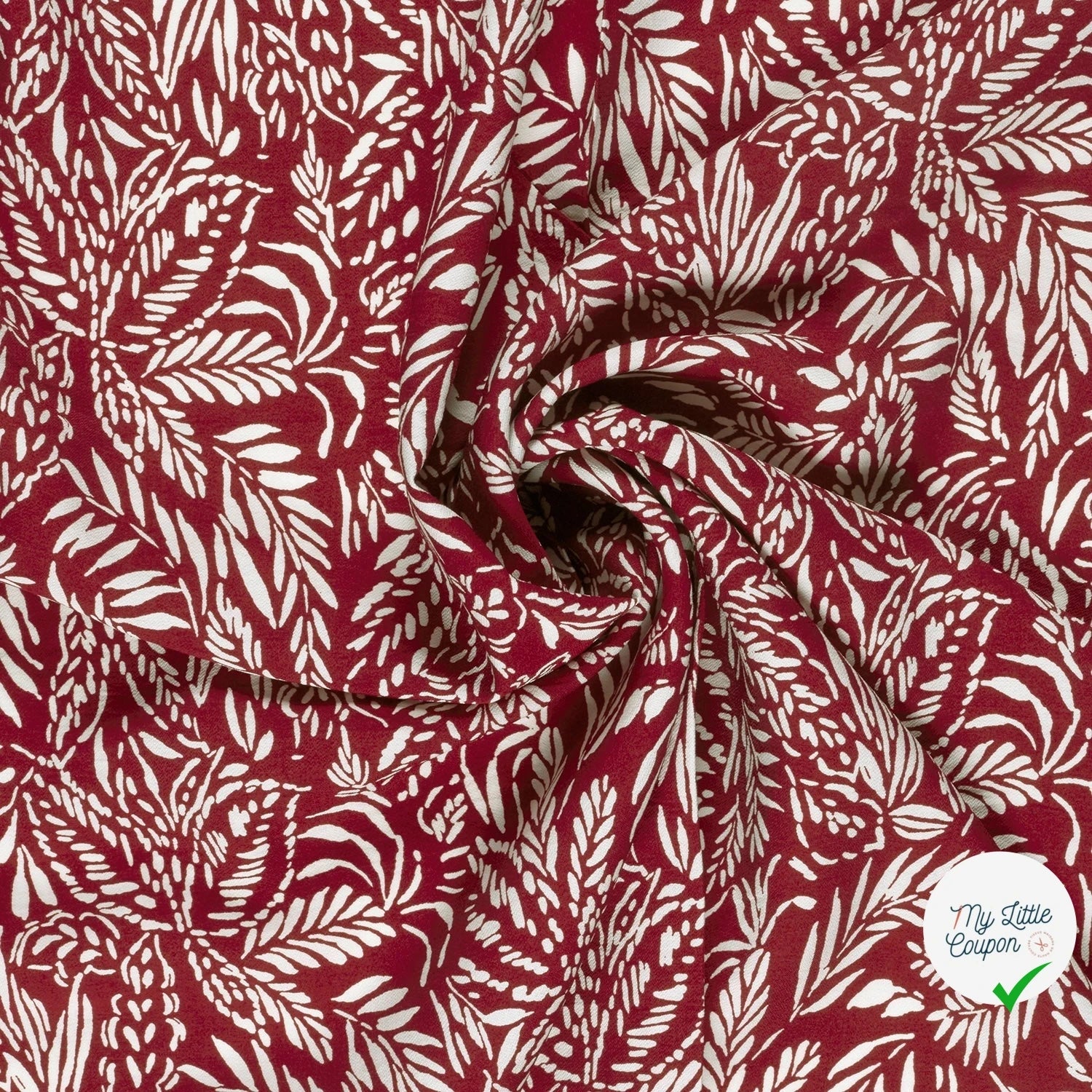Crêpe de viscose feuilles bordeaux