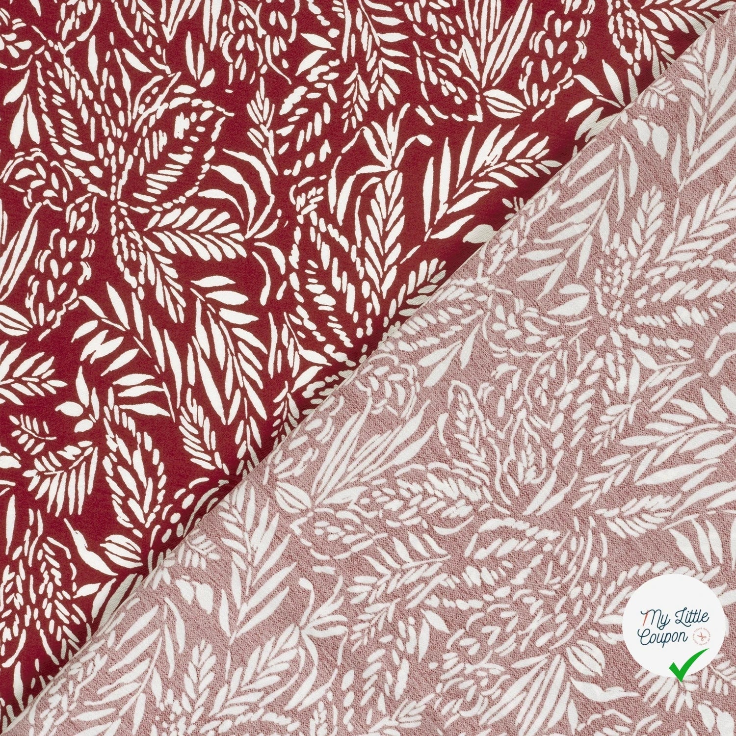 Crêpe de viscose feuilles bordeaux