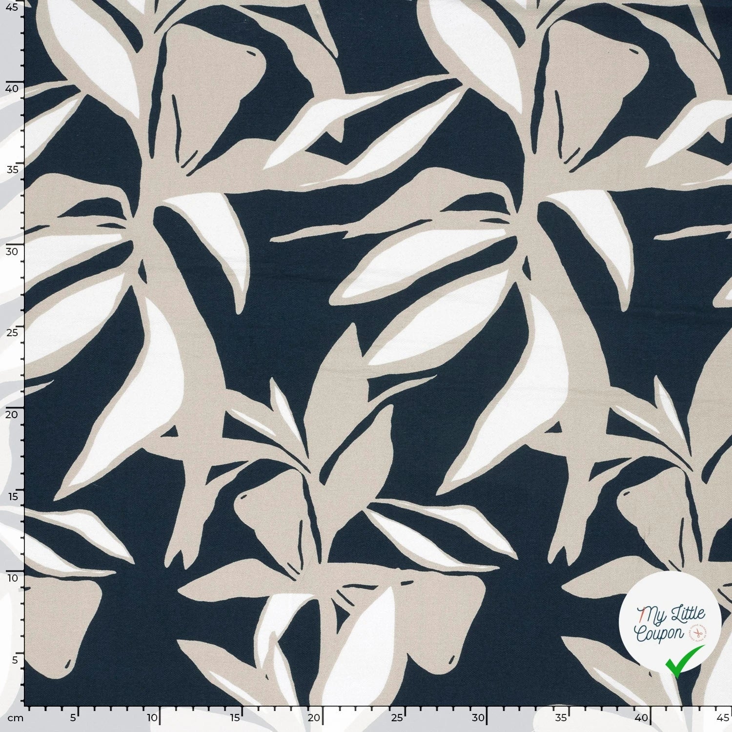 Crêpe de viscose fleurs bleu marine