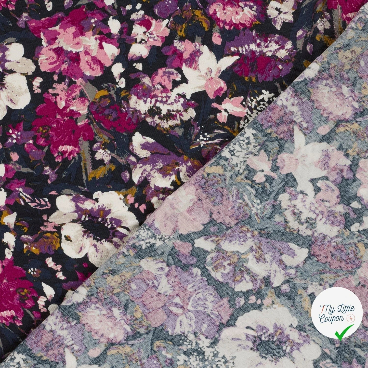 Crêpe de viscose fleurs magenta