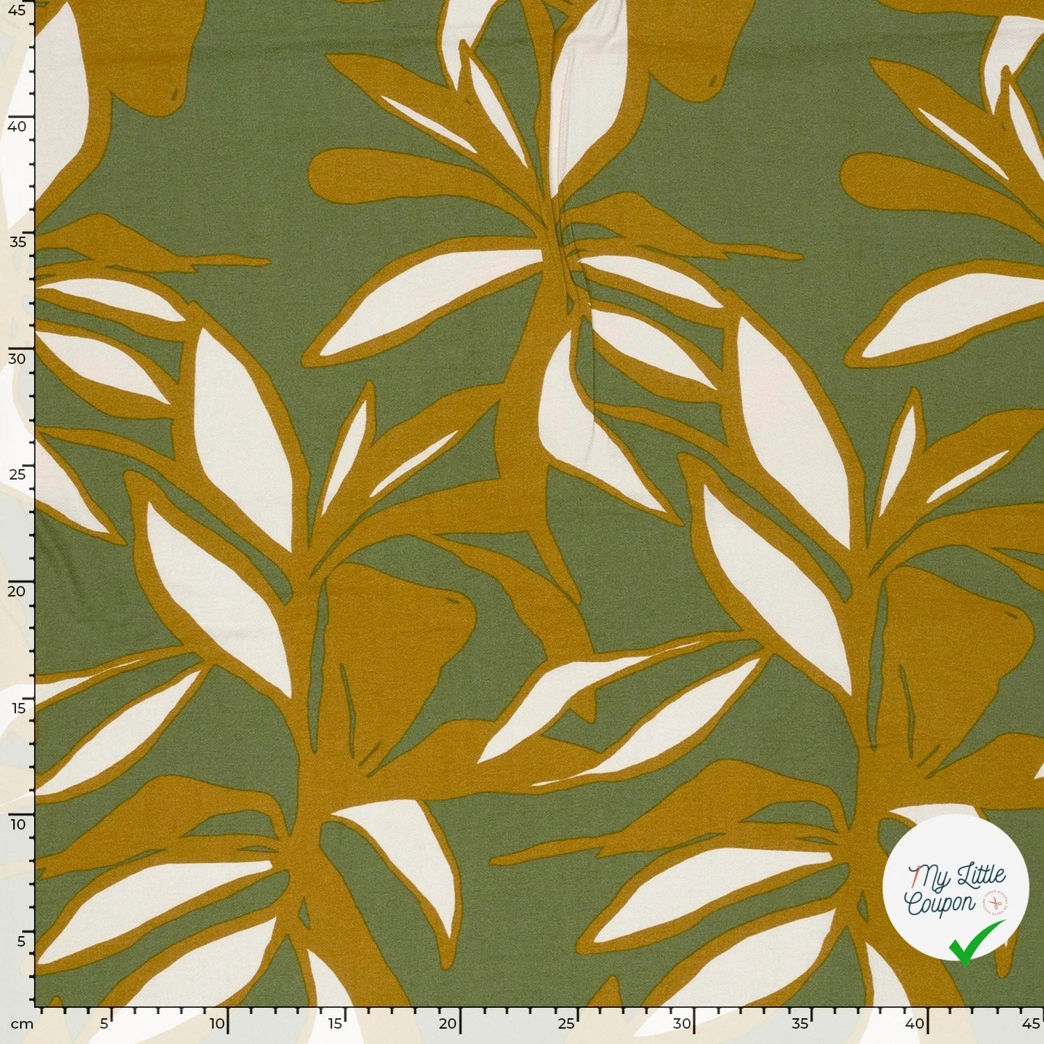 Crêpe de viscose fleurs vert kaki