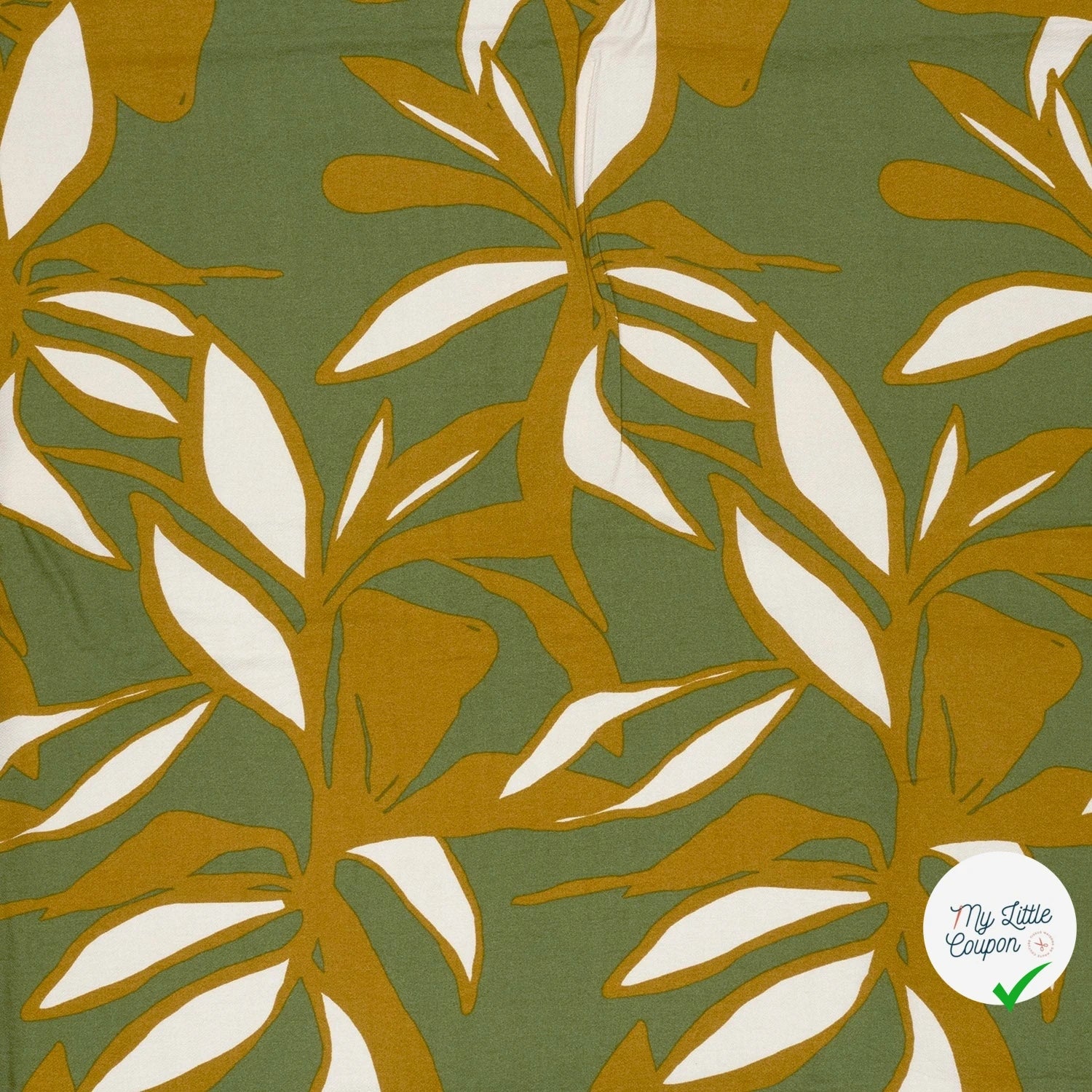 Crêpe de viscose fleurs vert kaki