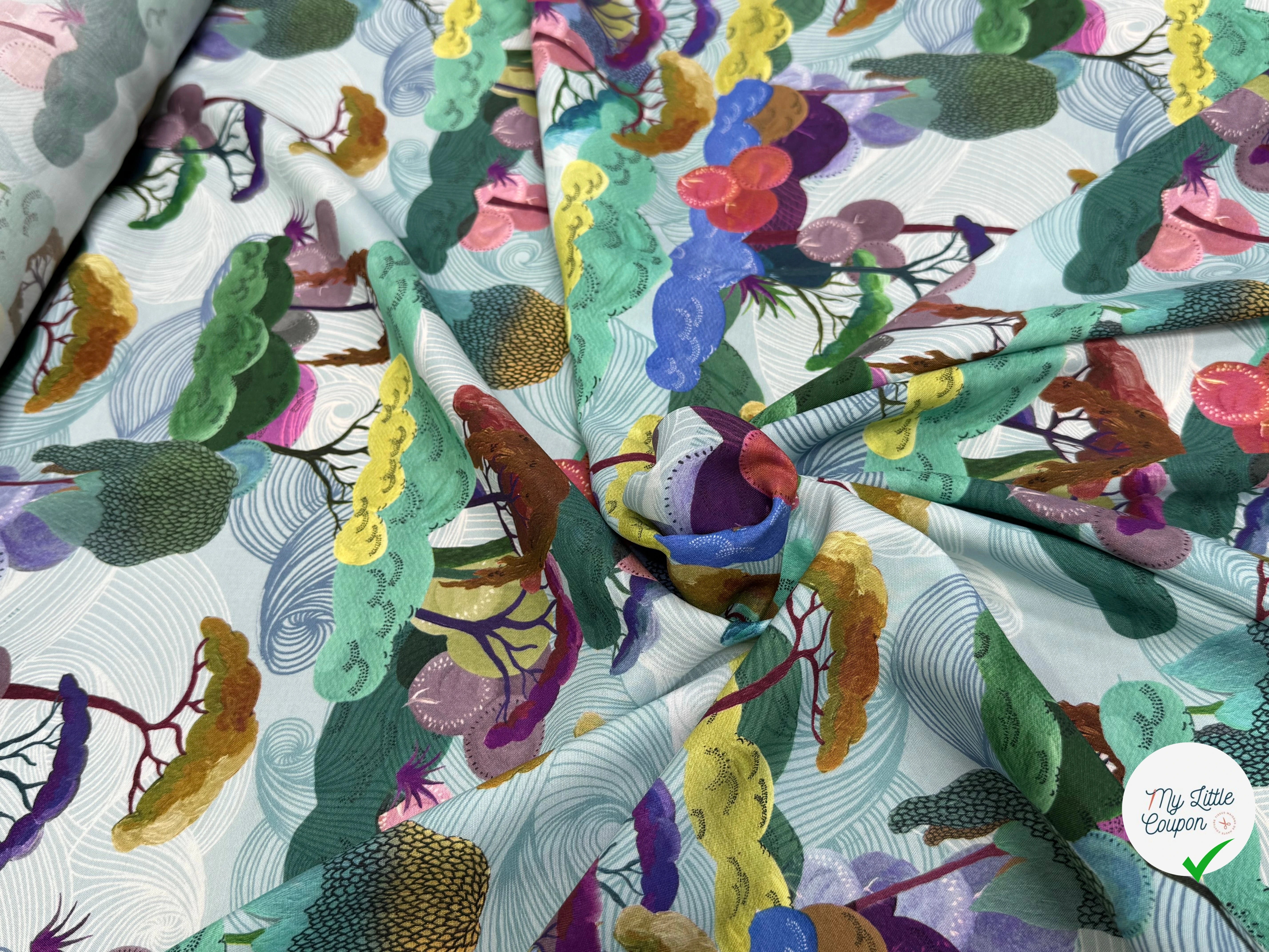 CREPE DE VISCOSE IMPRIMÉ GRAPHIQUE MULTICOLORE FANTASY JAPON - My Little Coupon