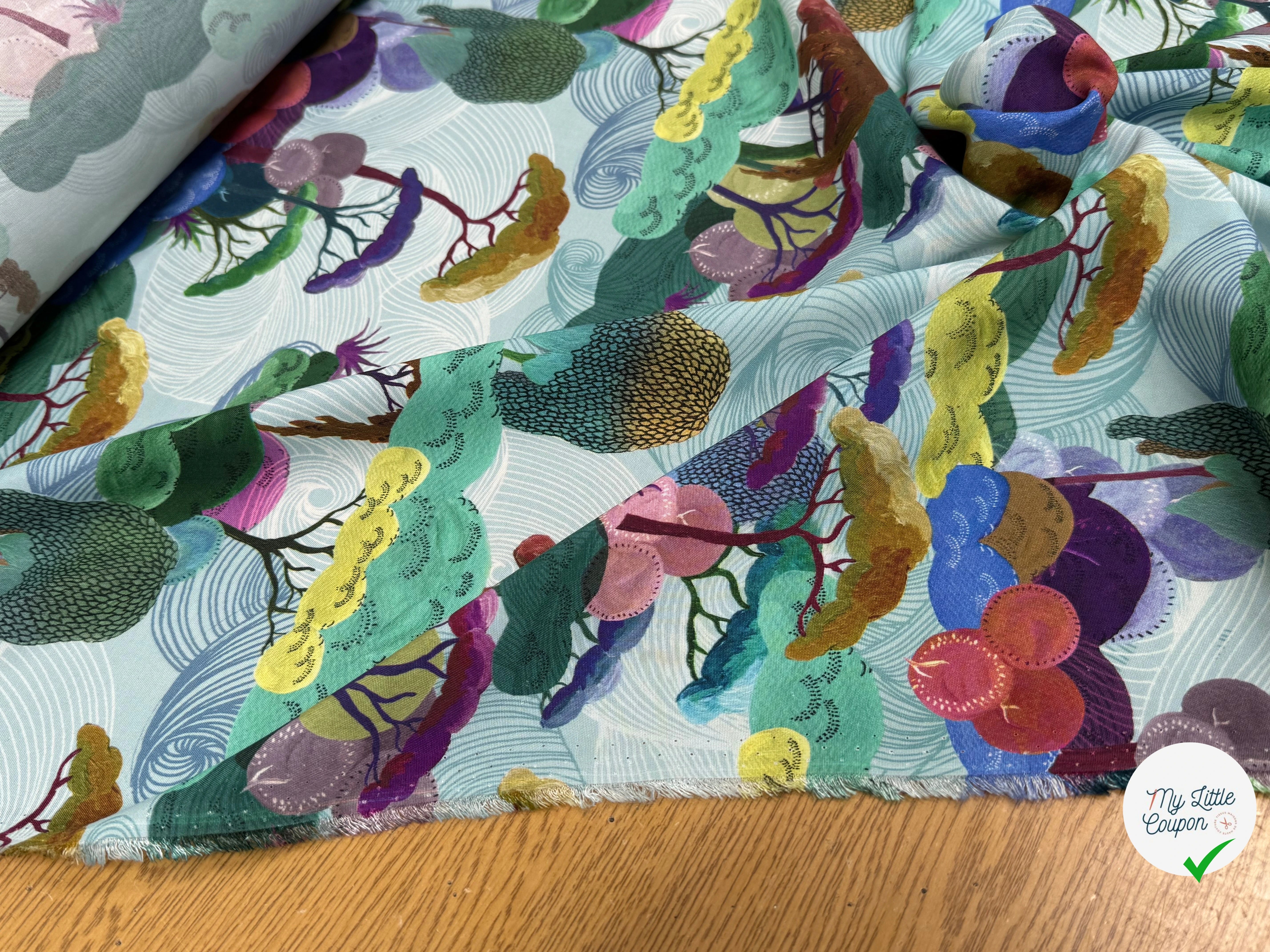 CREPE DE VISCOSE IMPRIMÉ GRAPHIQUE MULTICOLORE FANTASY JAPON - My Little Coupon