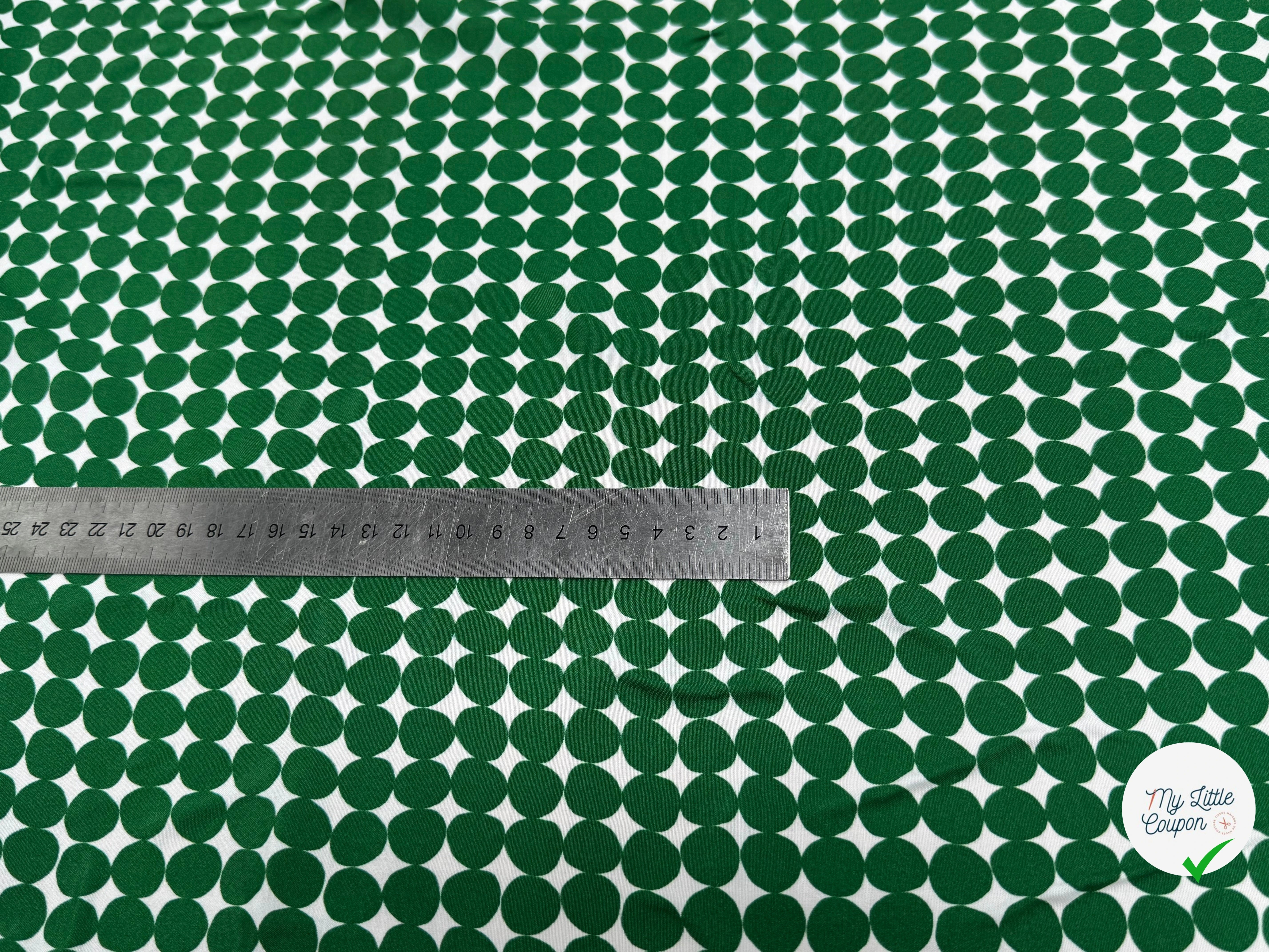CRÊPE DE VISCOSE IMPRIMÉ POIS VERTS FANTASY ROND VERT - My Little Coupon