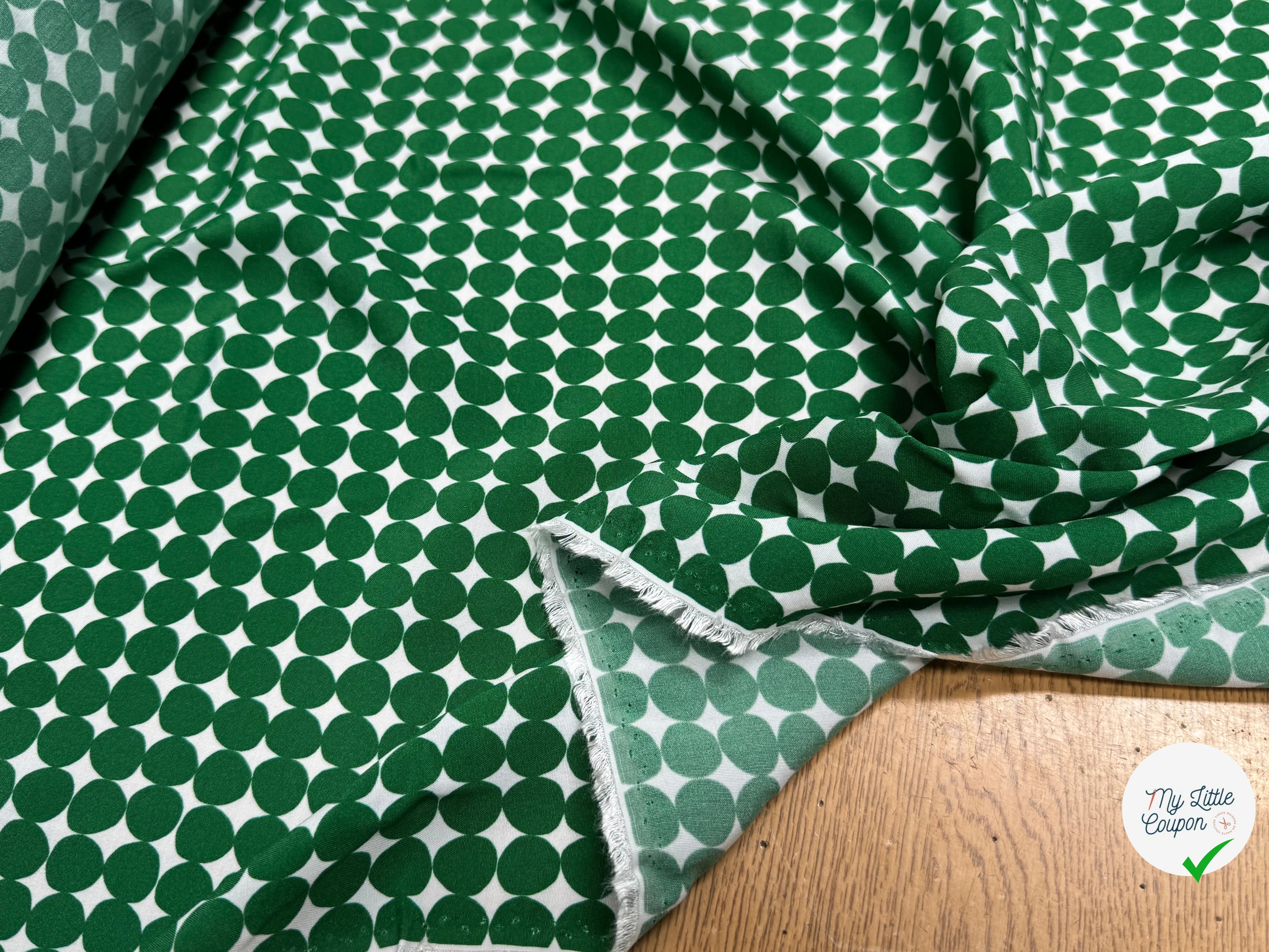 CRÊPE DE VISCOSE IMPRIMÉ POIS VERTS FANTASY ROND VERT - My Little Coupon