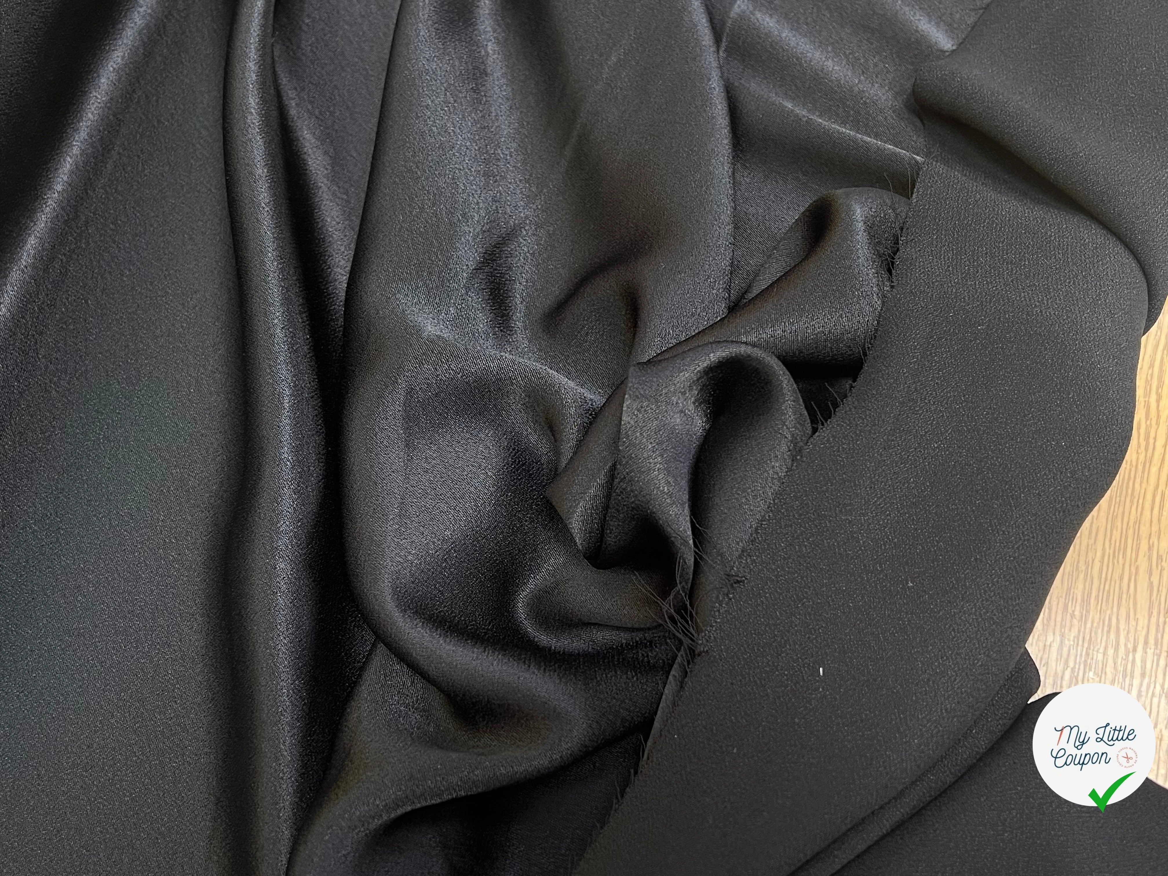 CREPE ENVERS SATIN 100% VISCOSE NOIR TOMBÉ FLUIDE - My Little Coupon