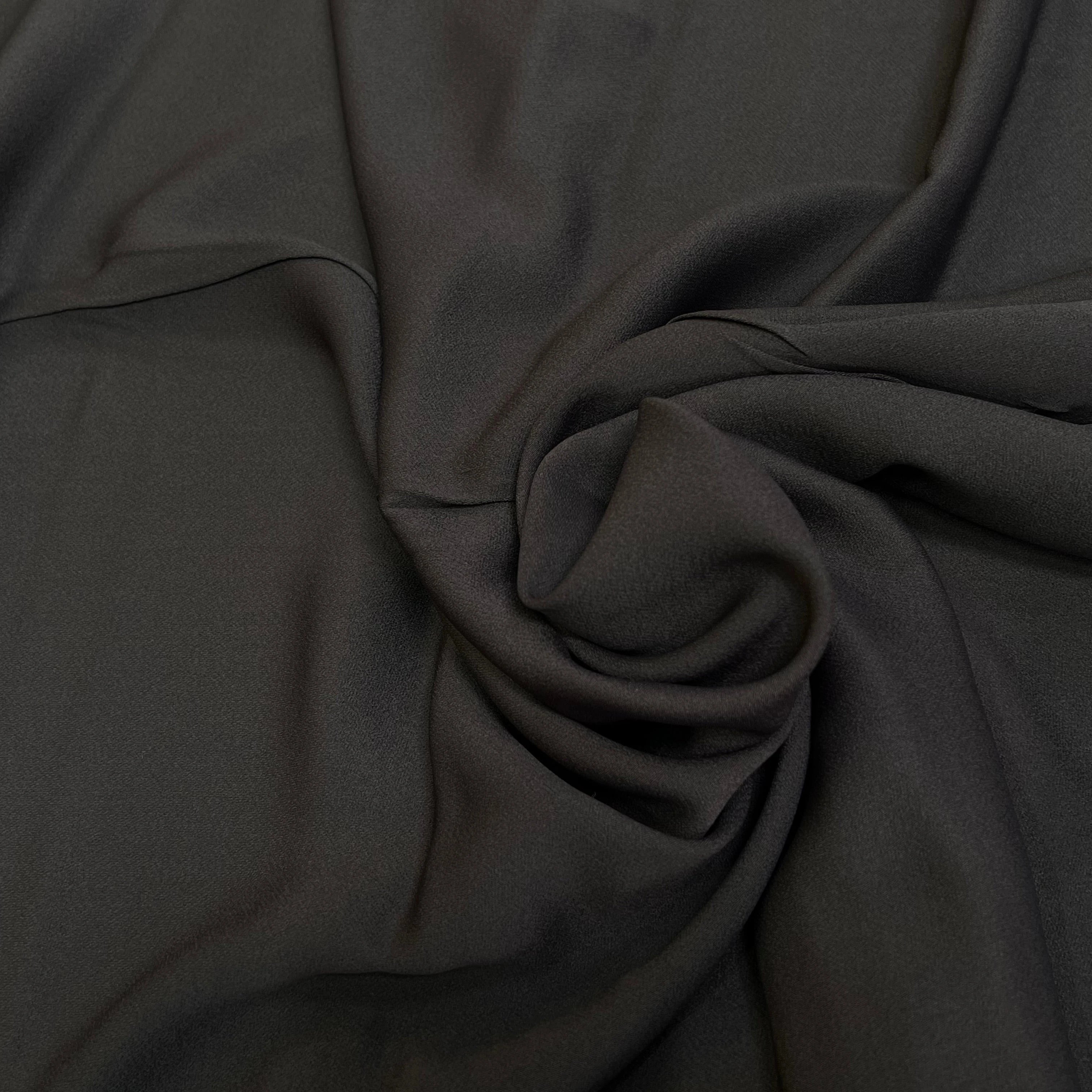 CREPE ENVERS SATIN ACETATE VISCOSE BLACK COFFEE PRESQUE MAT TOMBÉ SUBLIME - My Little Coupon