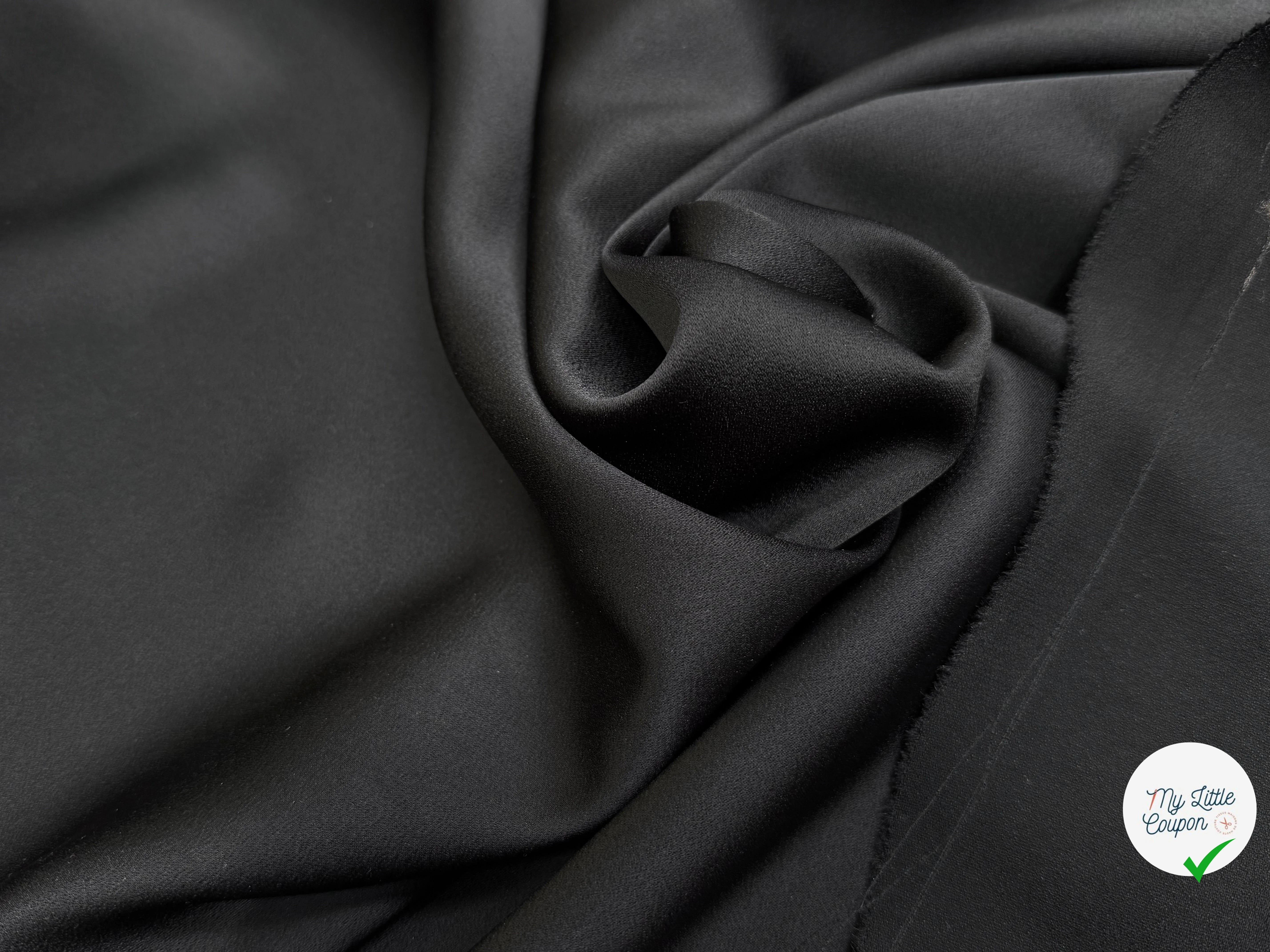 CREPE ENVERS SATIN ACETATE VISCOSE LOURD NOIR 72% ACETATE QUALITÉ COUTURE - My Little Coupon
