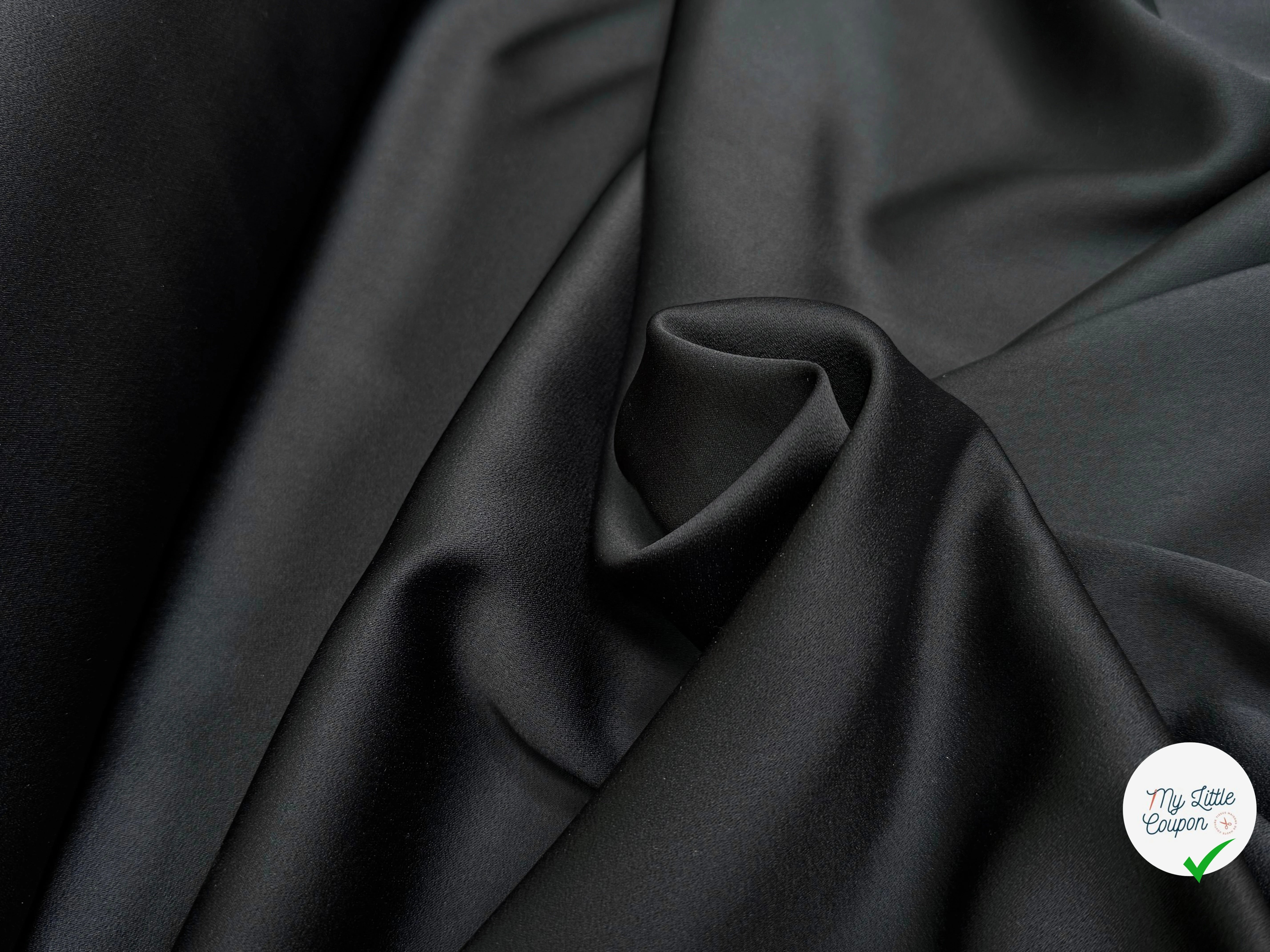 CREPE ENVERS SATIN ACETATE VISCOSE LOURD NOIR 72% ACETATE QUALITÉ COUTURE - My Little Coupon