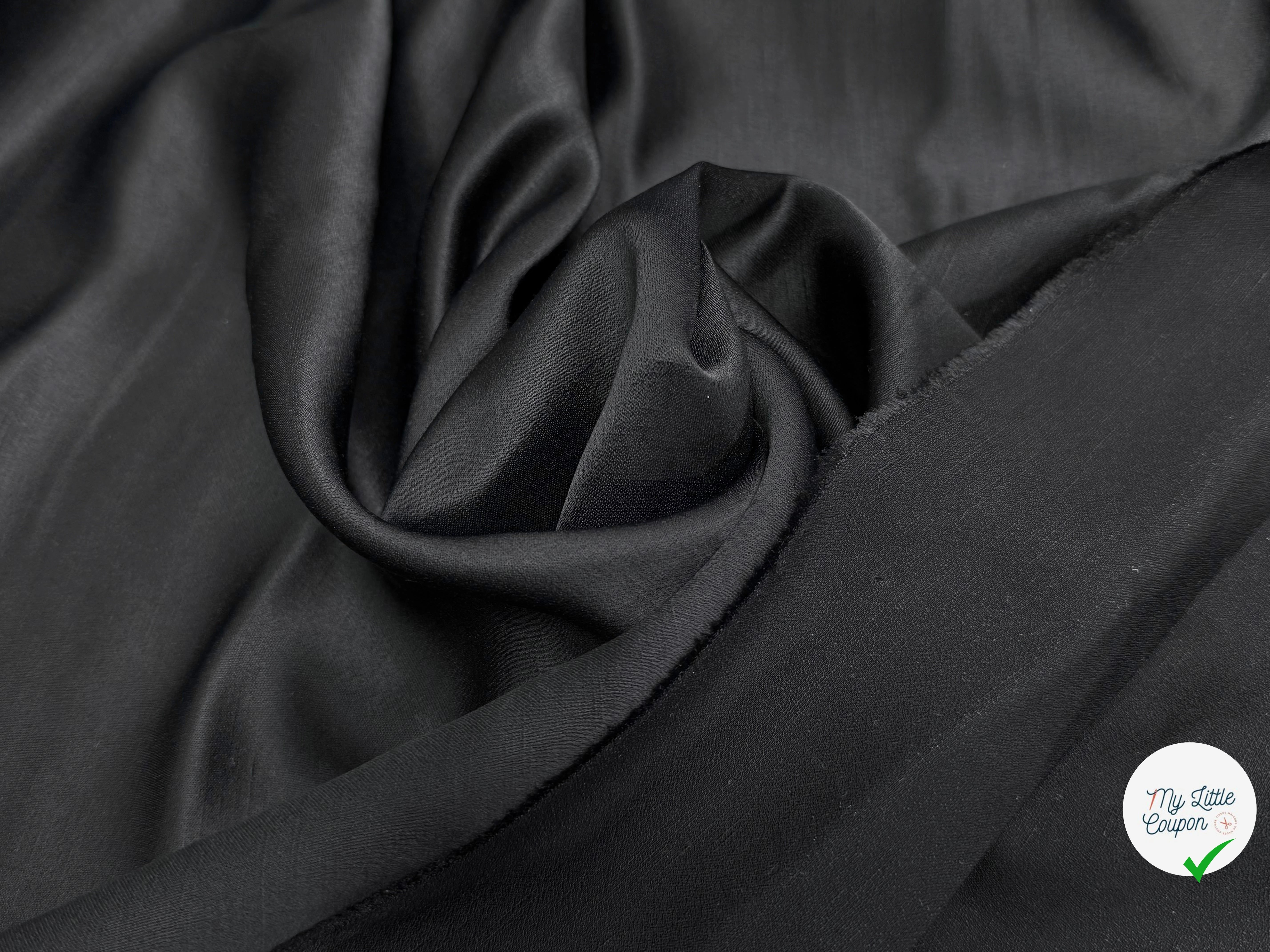 CREPE ENVERS SATIN ACETATE VISCOSE NOIR COUTURE - My Little Coupon