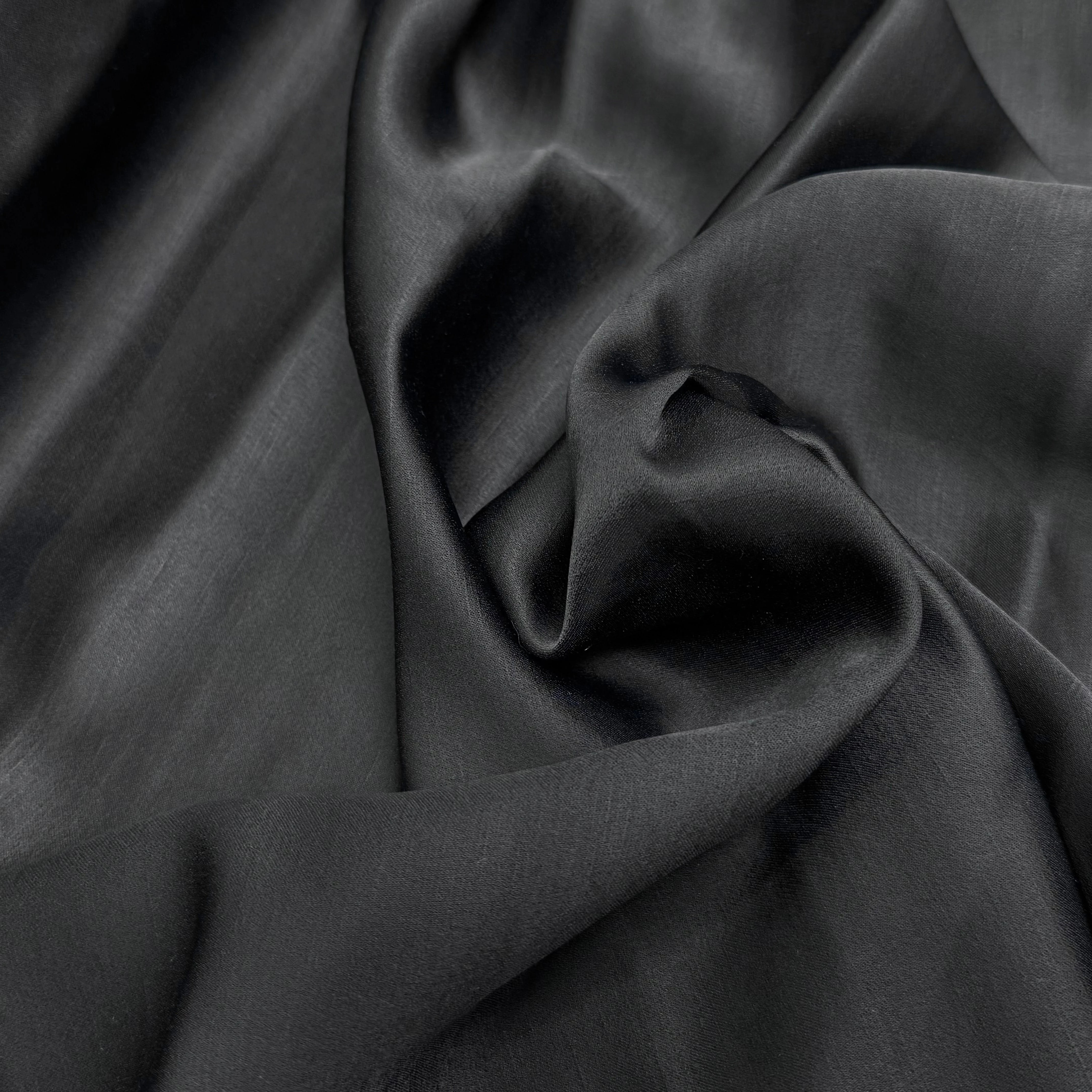 CREPE ENVERS SATIN ACETATE VISCOSE NOIR COUTURE - My Little Coupon