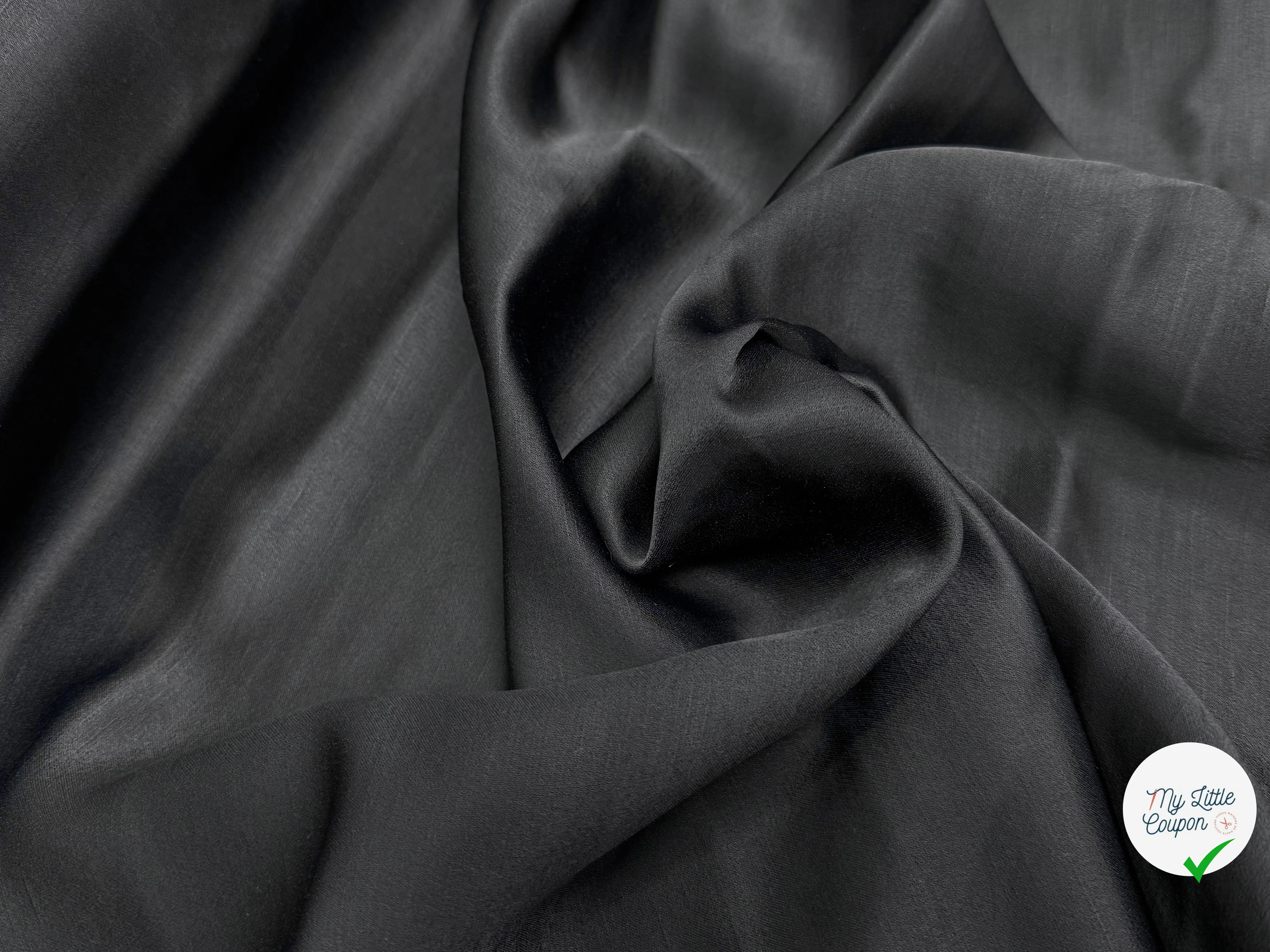 CREPE ENVERS SATIN ACETATE VISCOSE NOIR COUTURE - My Little Coupon