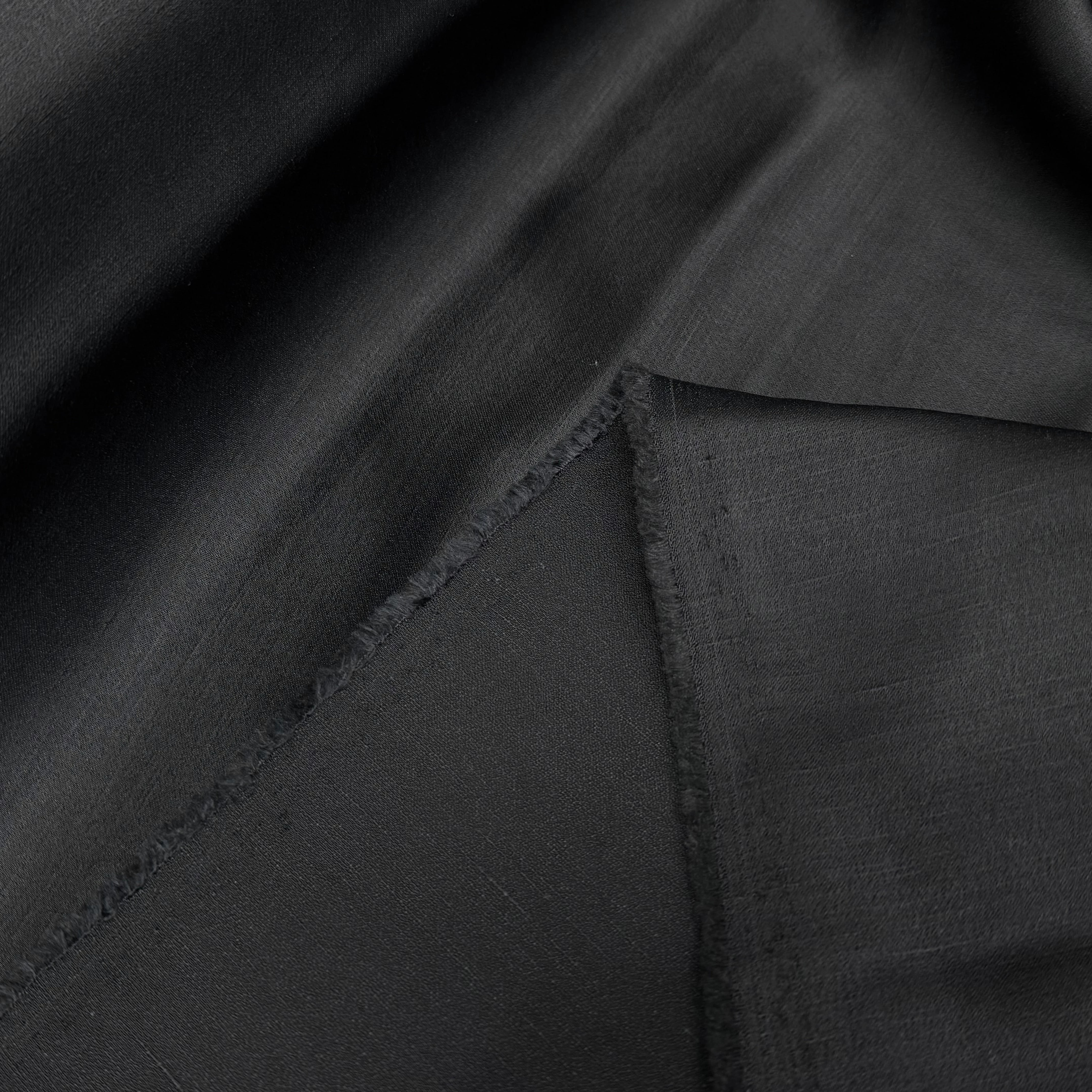 CREPE ENVERS SATIN ACETATE VISCOSE NOIR COUTURE - My Little Coupon