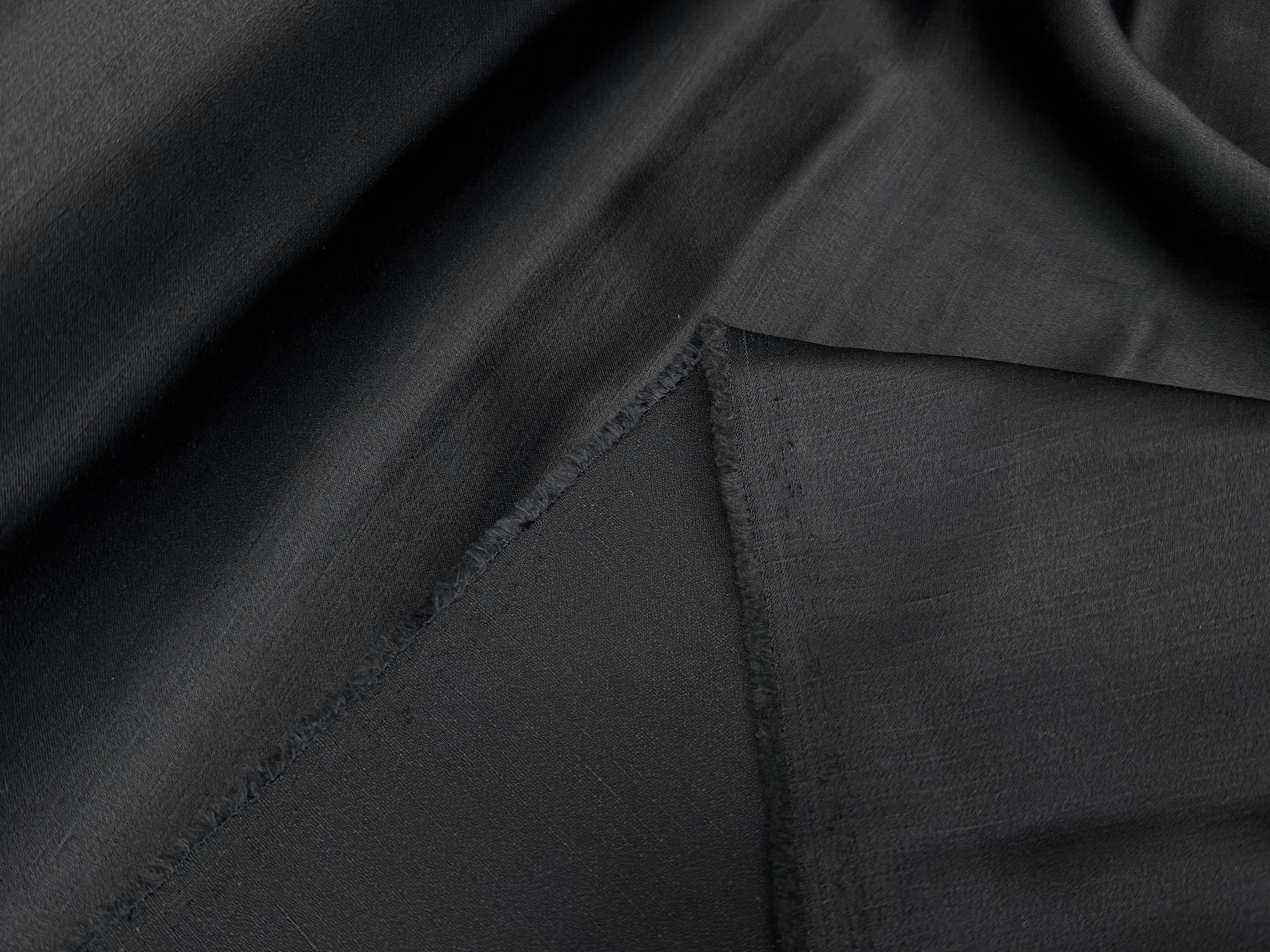 CREPE ENVERS SATIN ACETATE VISCOSE NOIR COUTURE - My Little Coupon