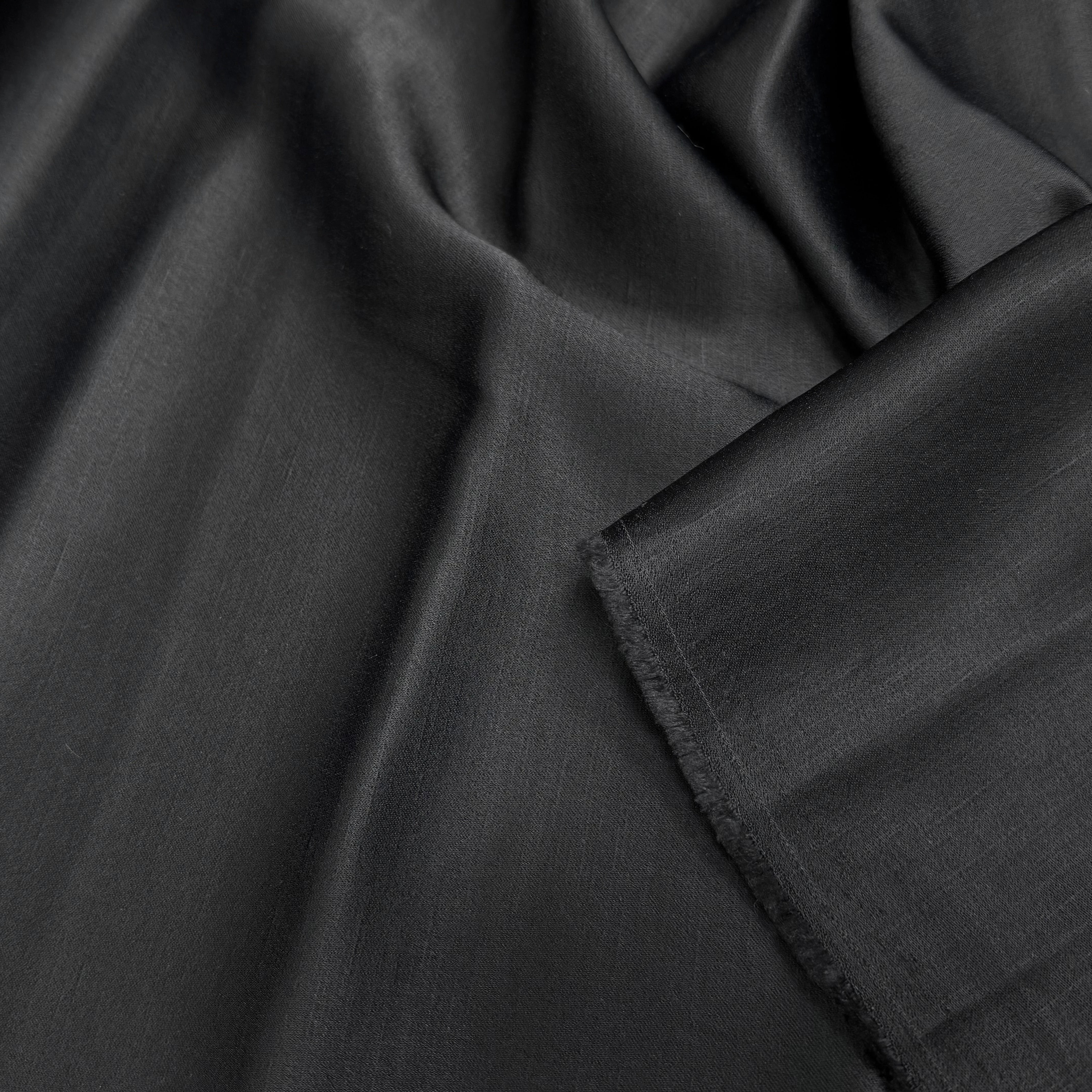CREPE ENVERS SATIN ACETATE VISCOSE NOIR COUTURE - My Little Coupon