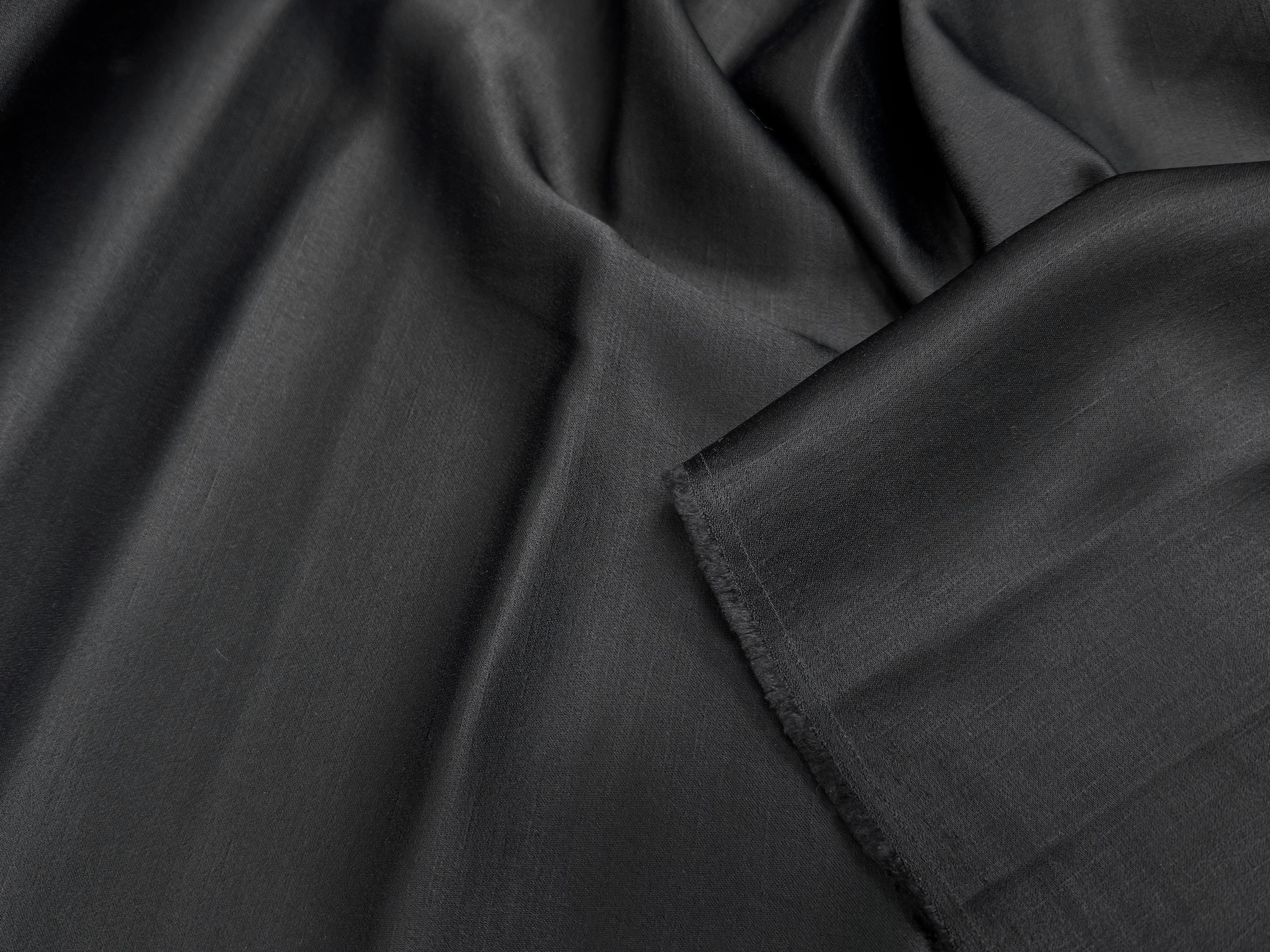 CREPE ENVERS SATIN ACETATE VISCOSE NOIR COUTURE - My Little Coupon