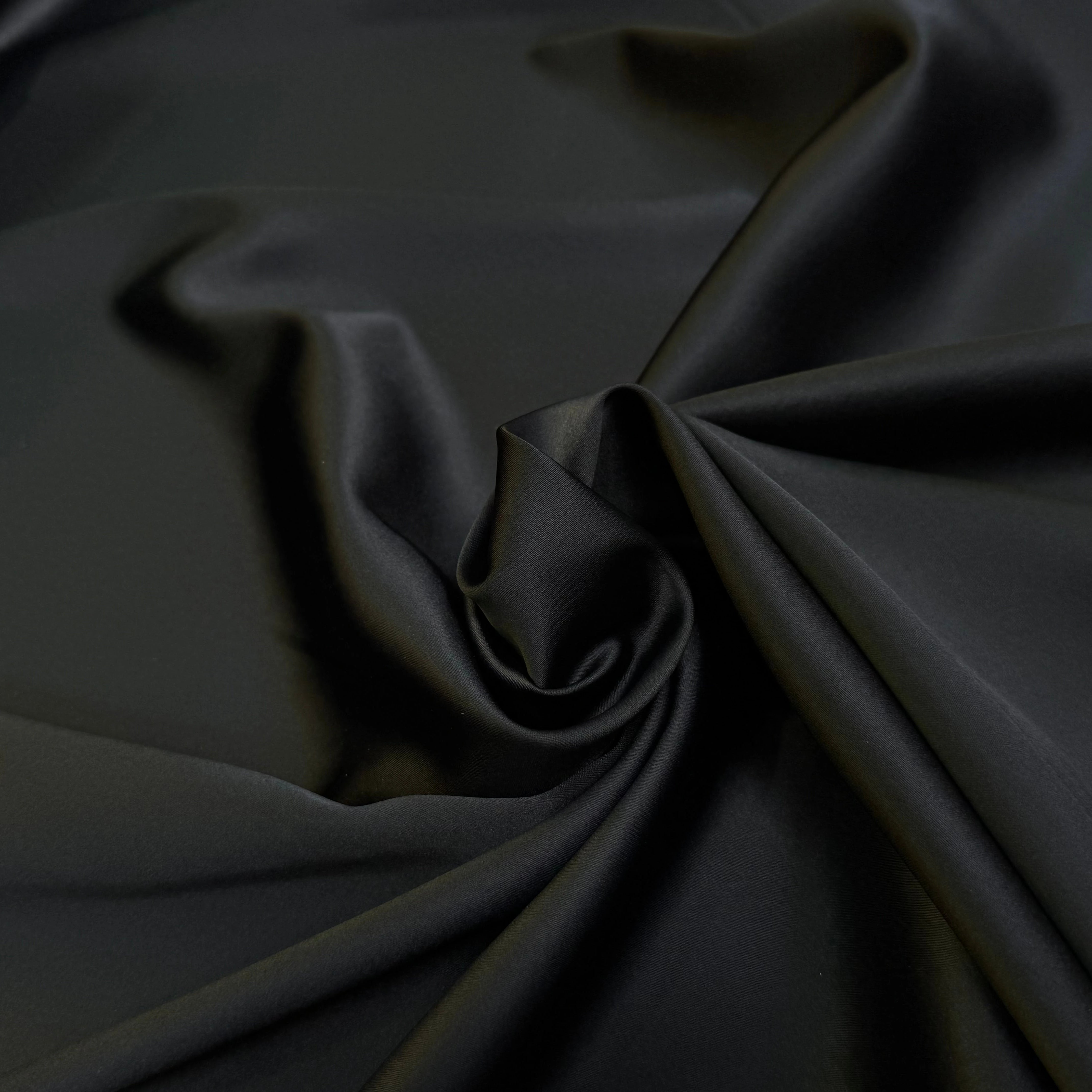 CREPE ENVERS SATIN ACETATE VISCOSE TRÈS BEAU TOMBÉ NOIR COUTURE - My Little Coupon