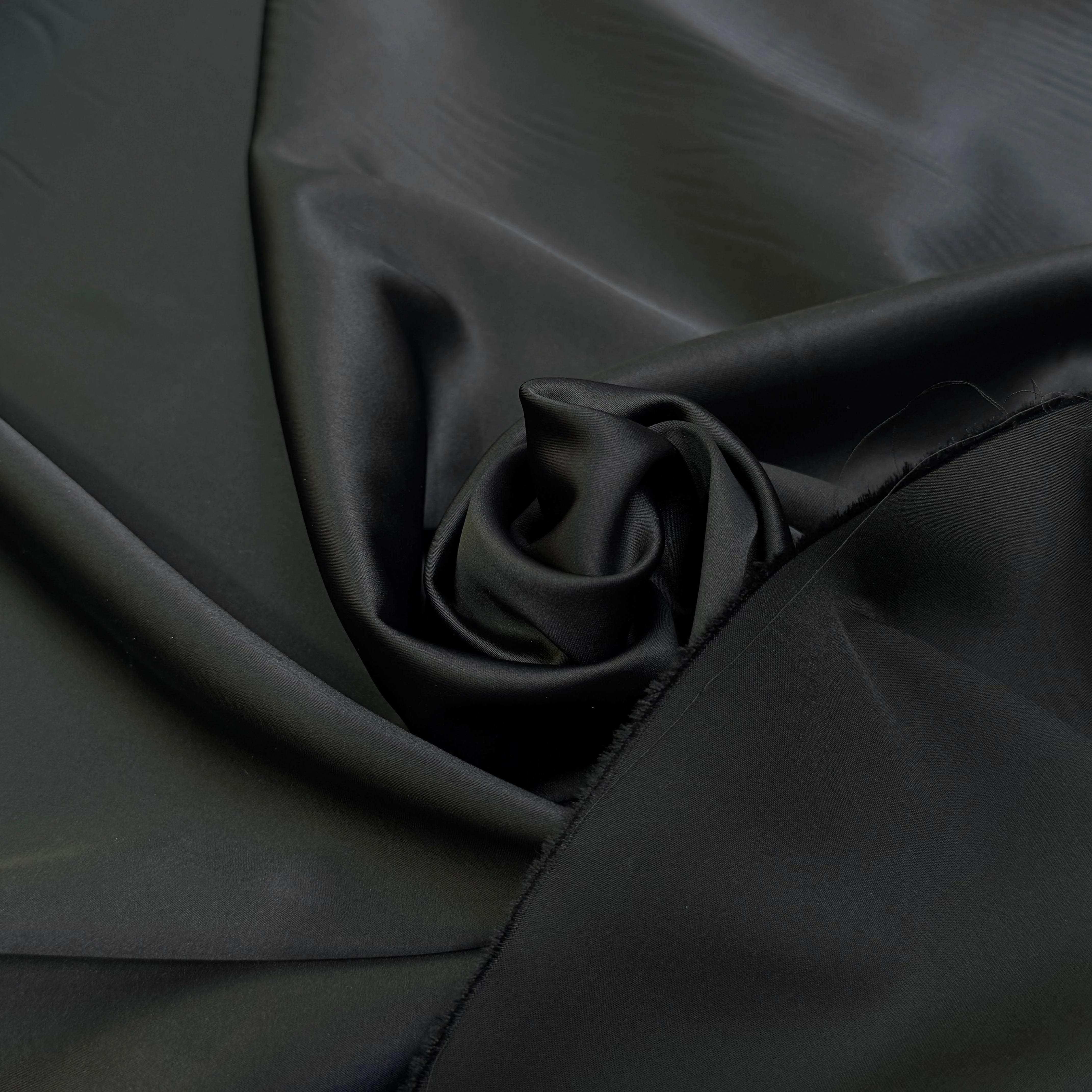 CREPE ENVERS SATIN ACETATE VISCOSE TRÈS BEAU TOMBÉ NOIR COUTURE - My Little Coupon