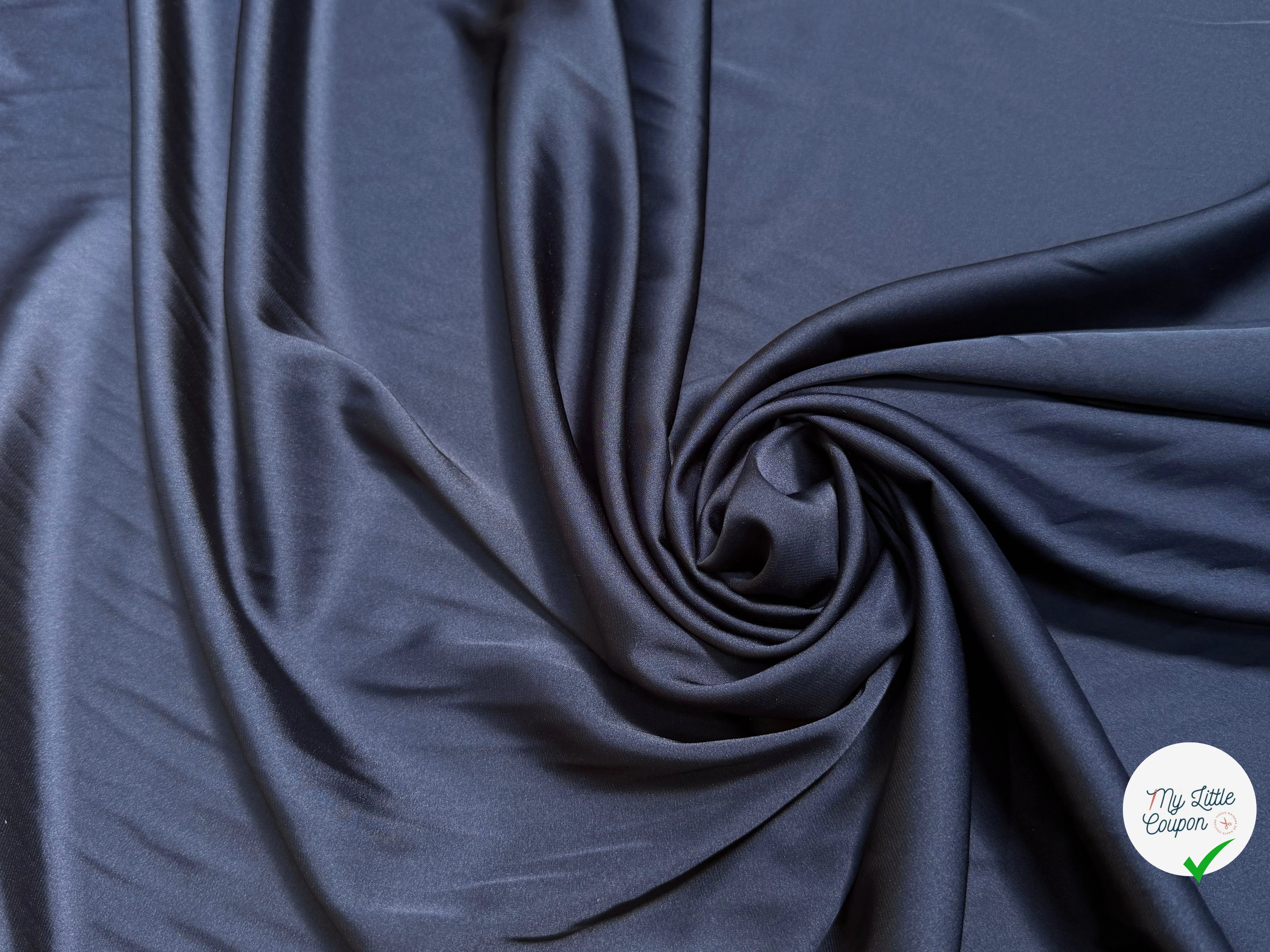 CREPE ENVERS SATIN BLEU MARINE FLUIDE - My Little Coupon