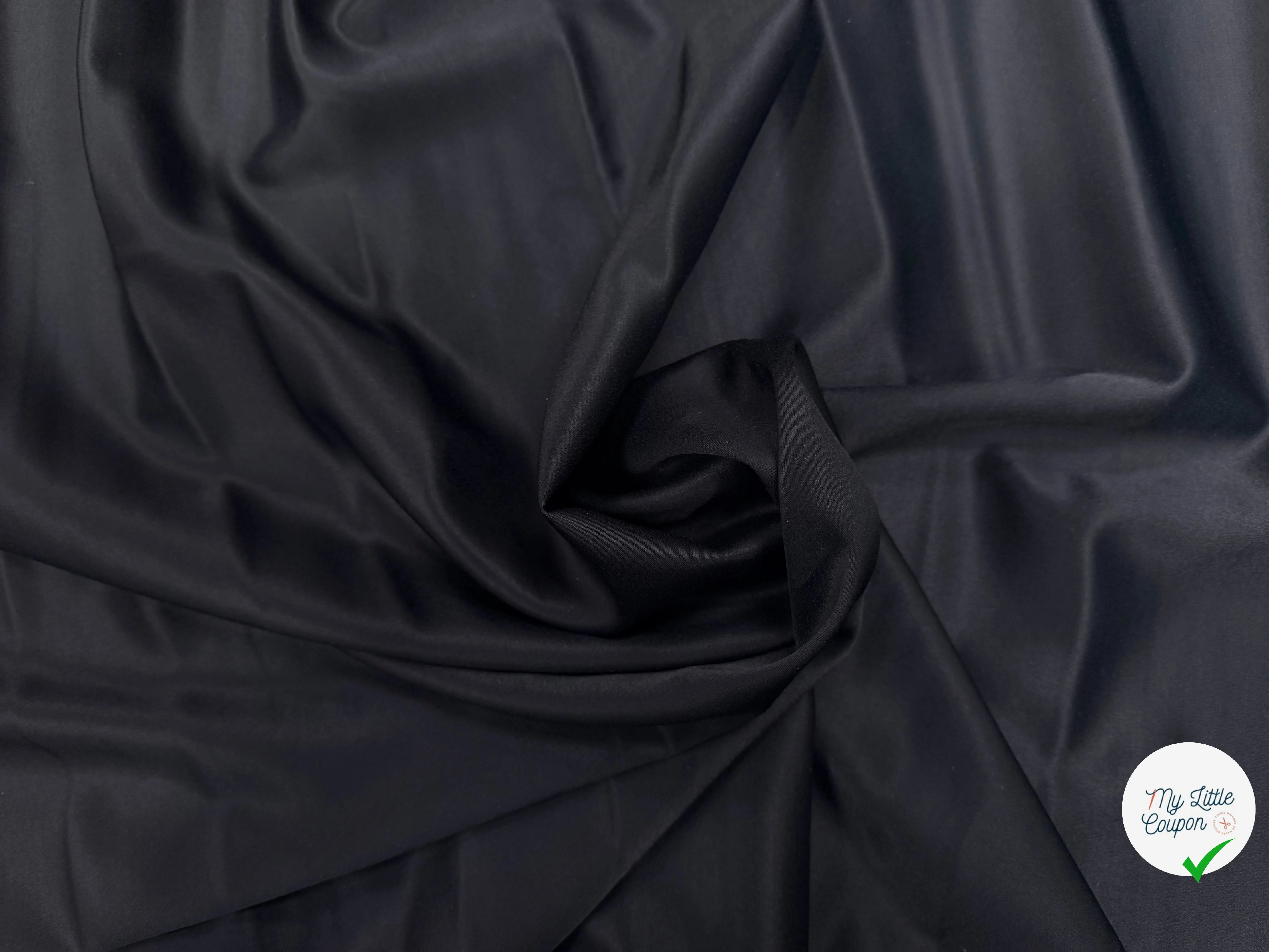 CREPE ENVERS SATIN COUTURE NOIR MAT VISCOSE 17% LAINE - My Little Coupon